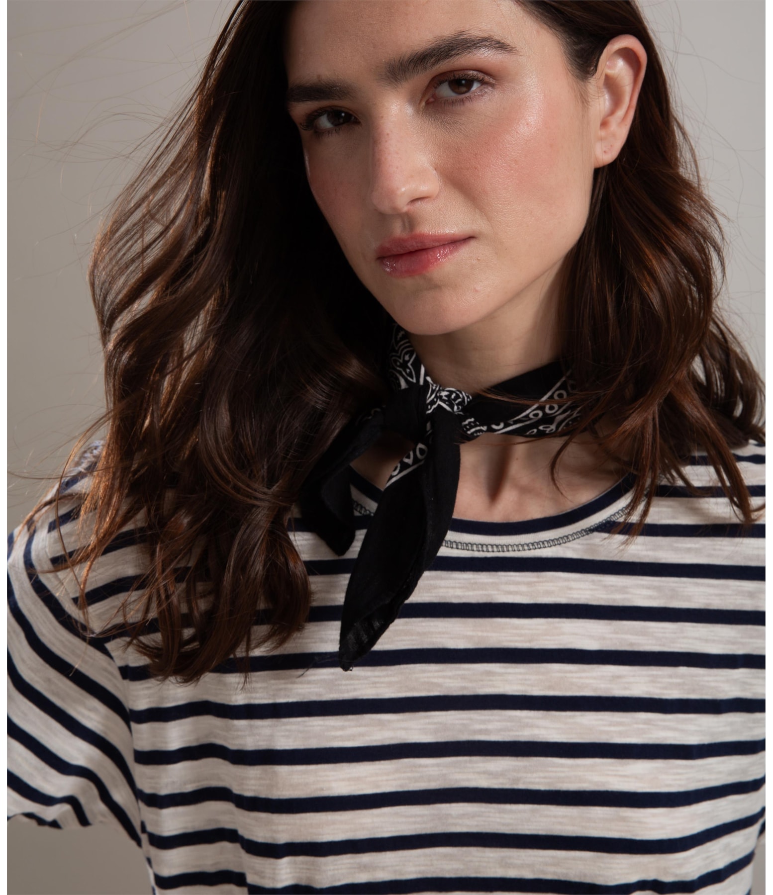 Blusa Camille Listrada Algodão Dark Navy
