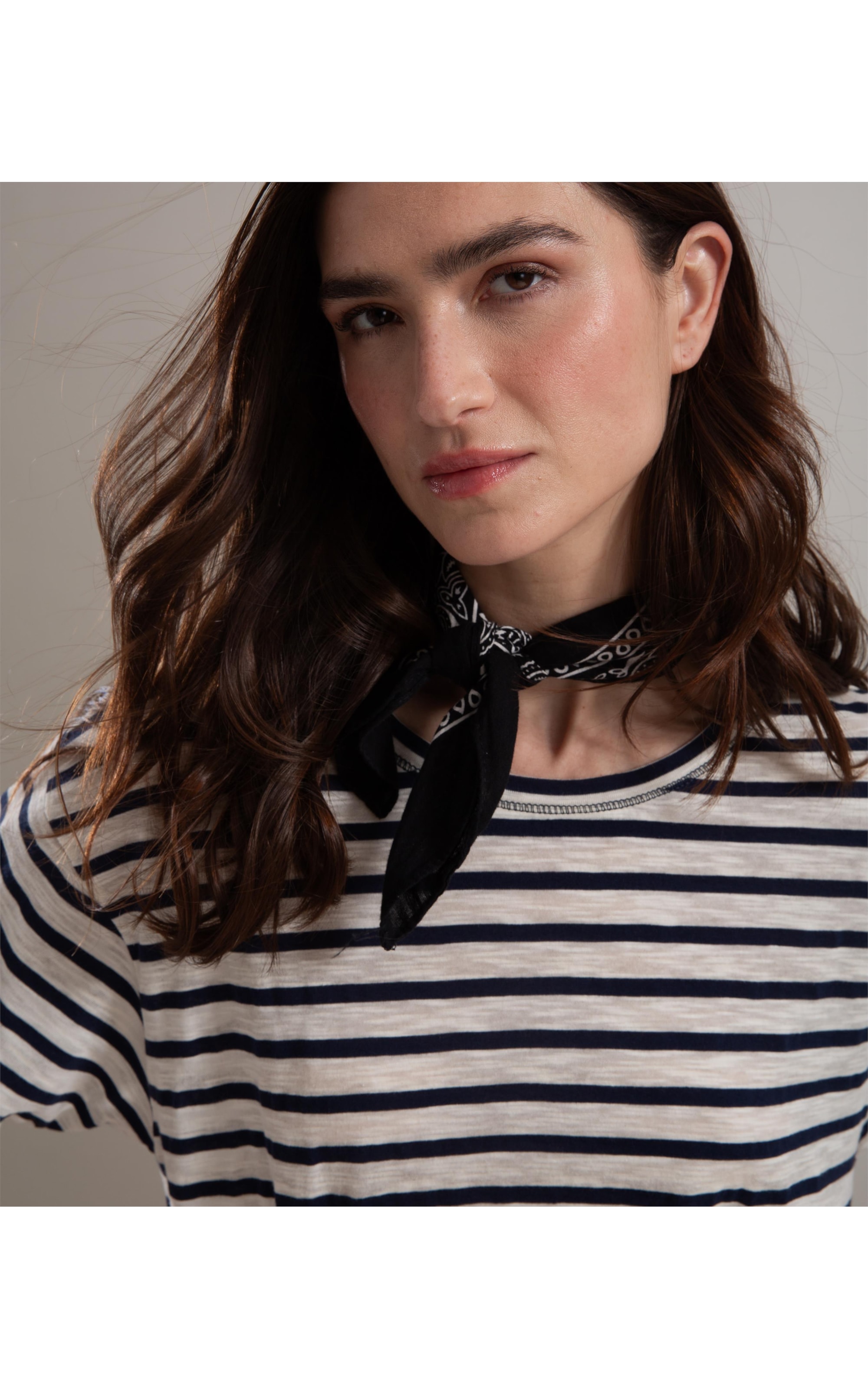 Blusa Camille Listrada Algodão Dark Navy