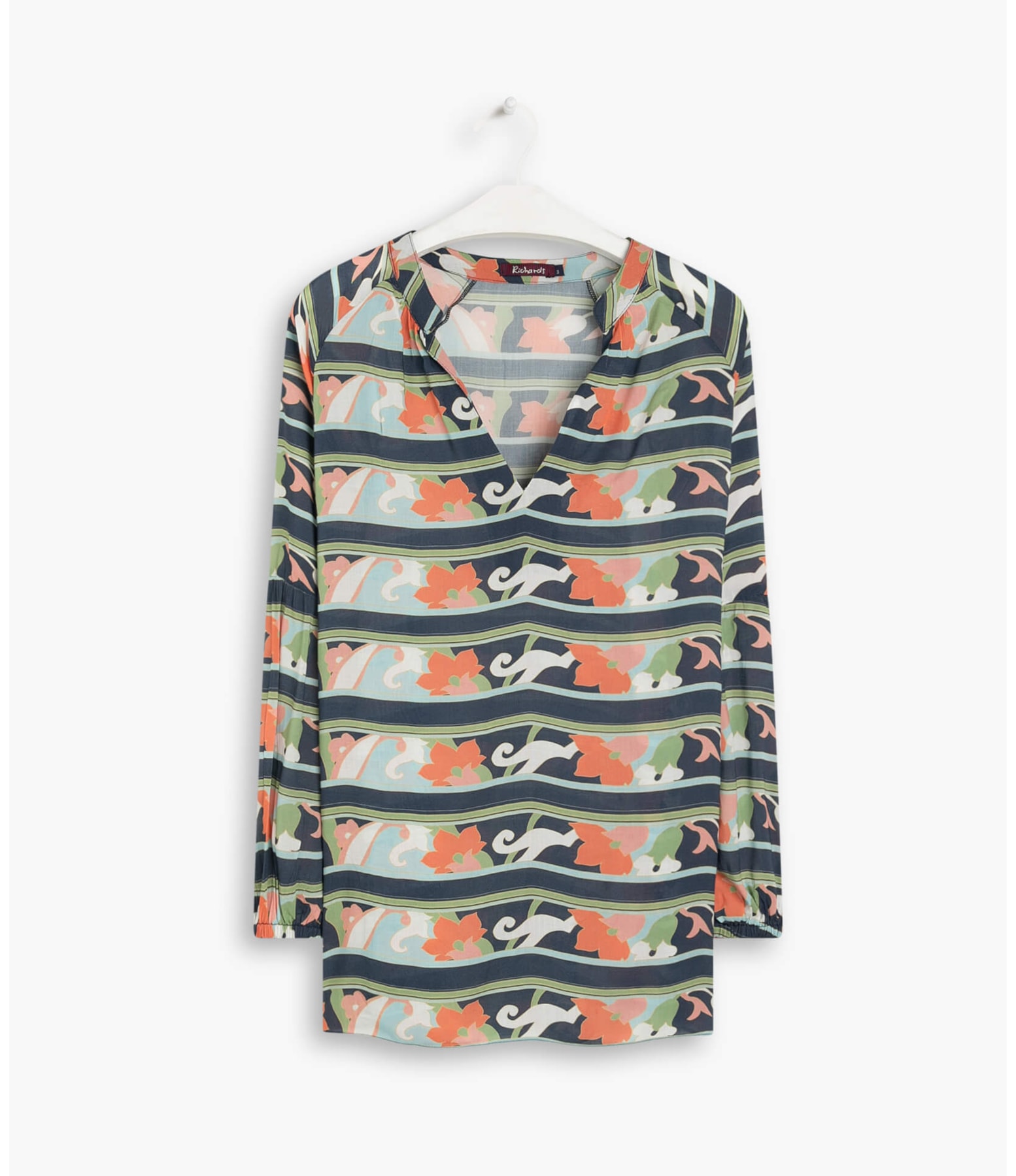 Blusa Cape Viscose Est Flores Oceano