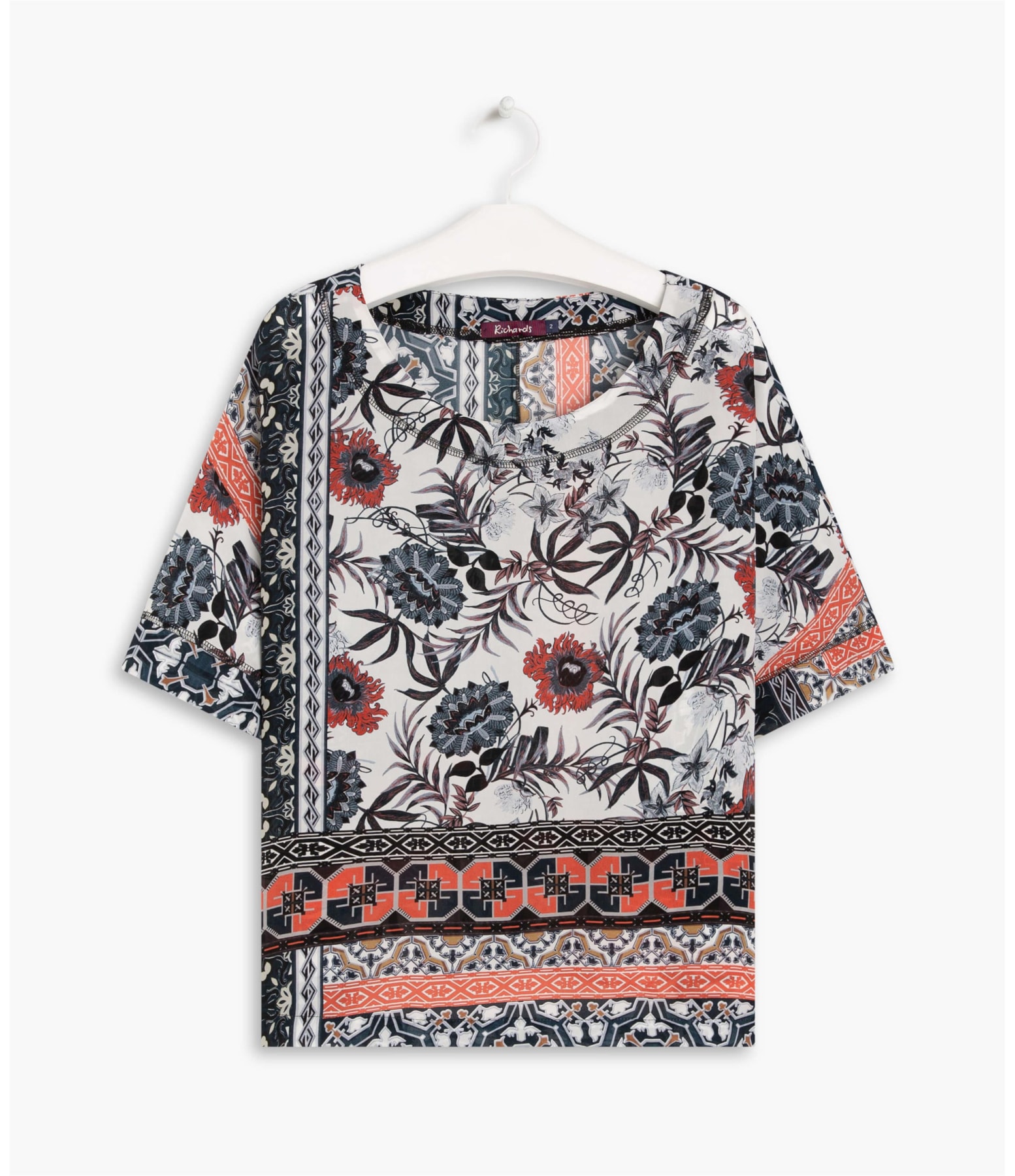 Blusa Dani Seda Dots Dark Navy