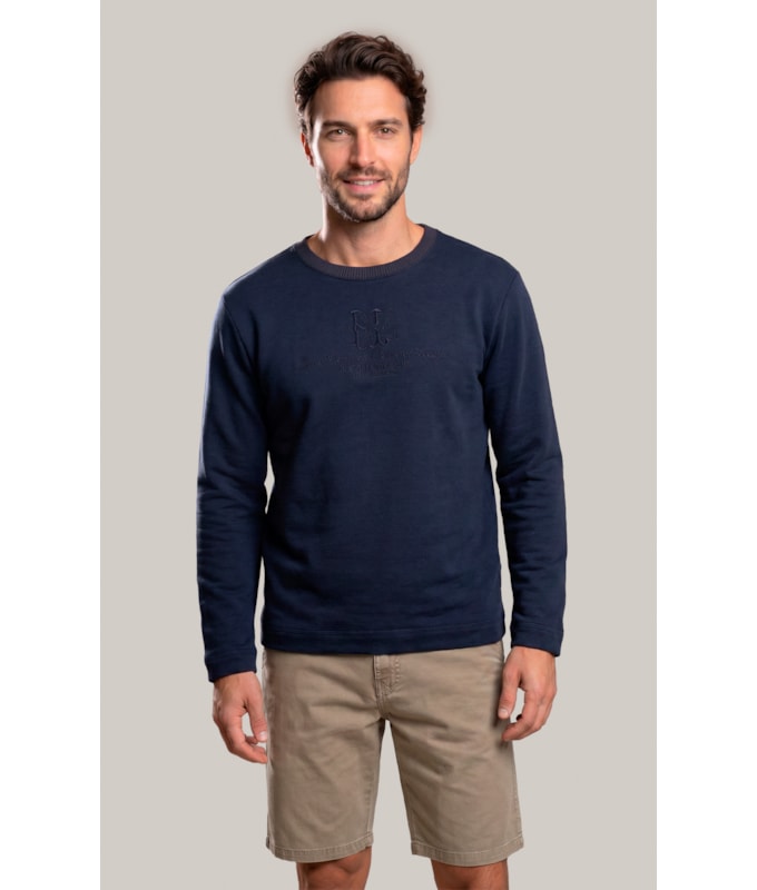Blusa de Moletom Felpado Careca Ml Dark Navy
