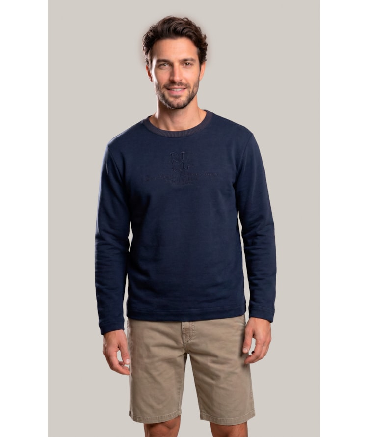 Blusa de Moletom Felpado Careca Ml Dark Navy