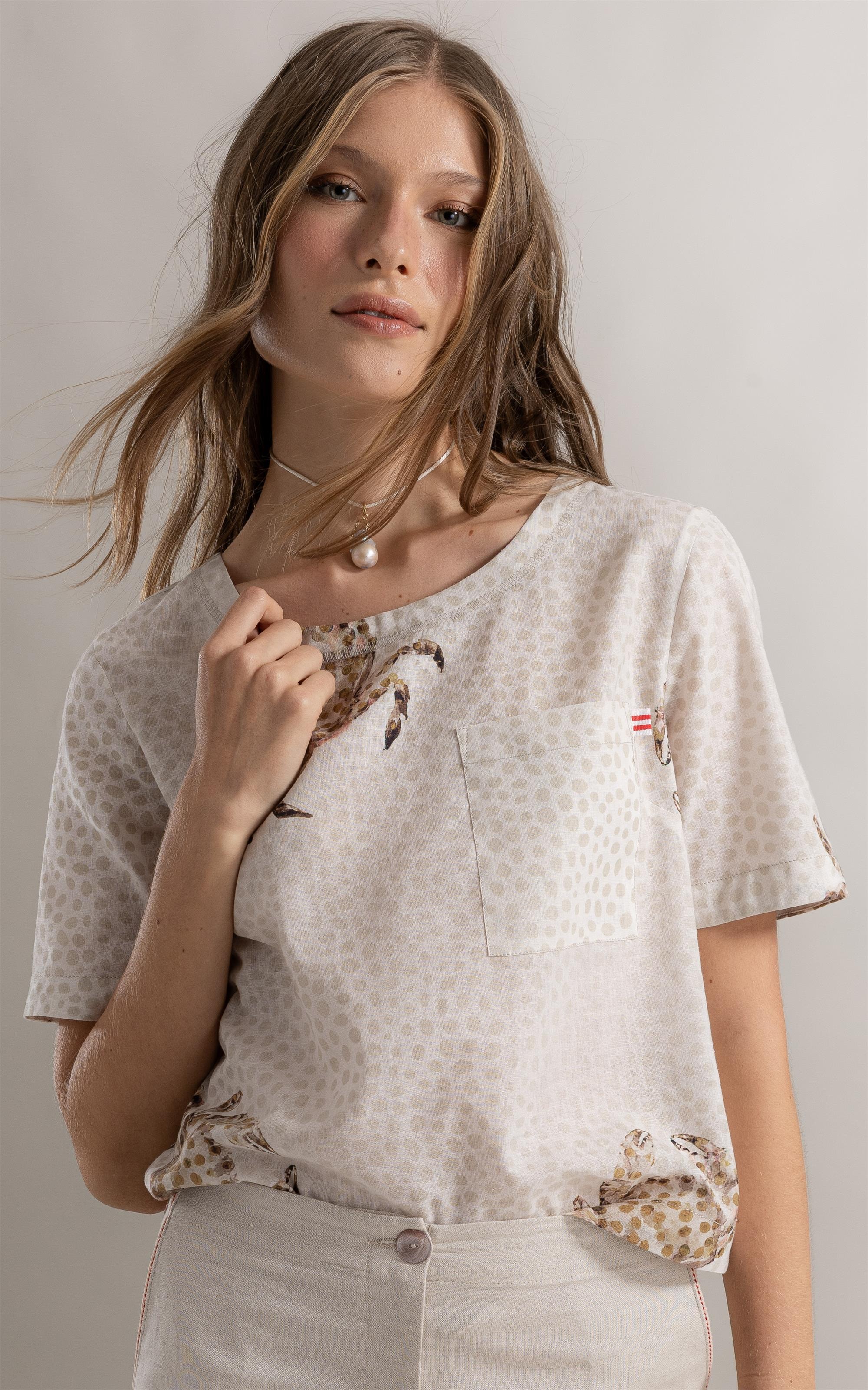Blusa Duna Crab Linho Natural