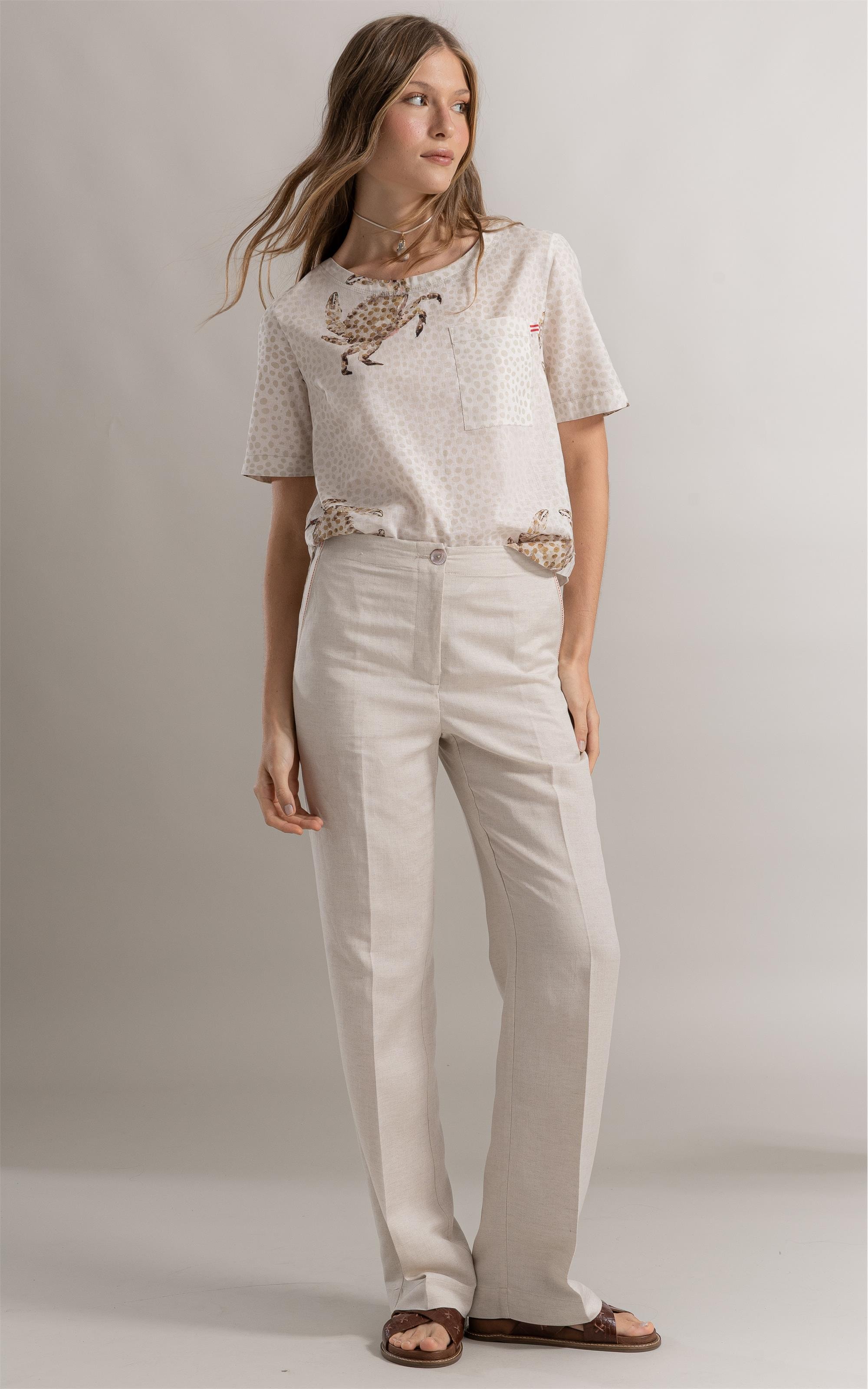 Blusa Duna Crab Linho Natural