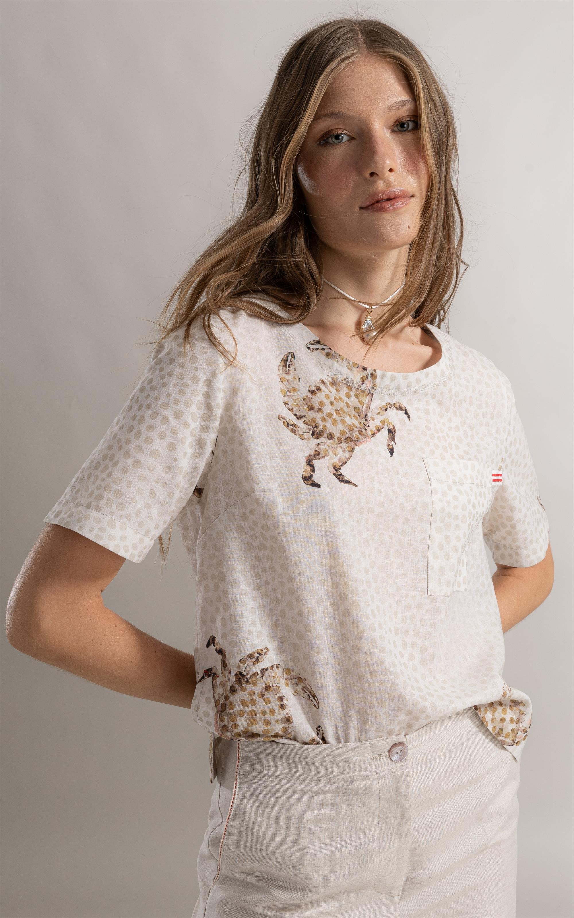 Blusa Duna Crab Linho Natural