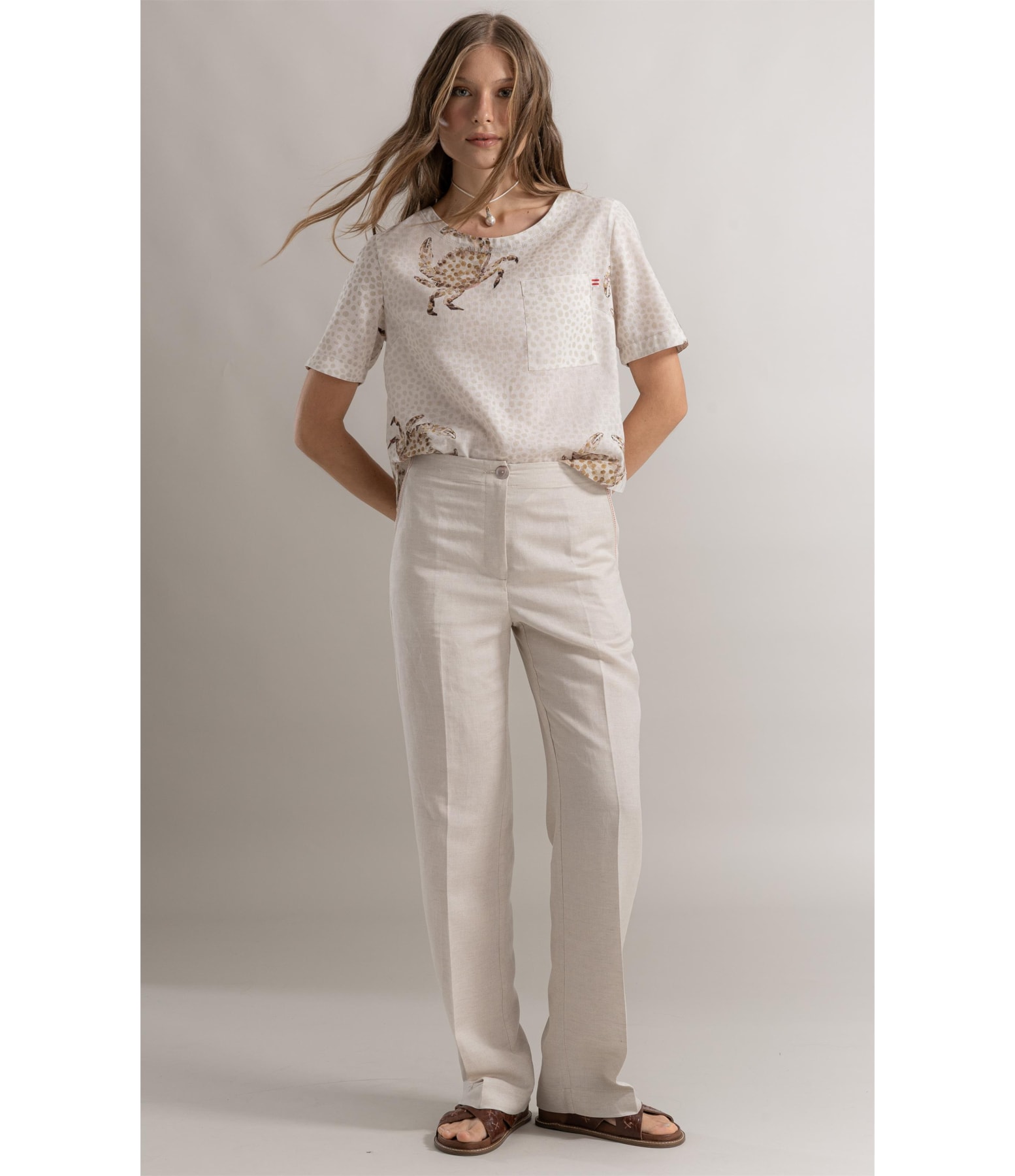 Blusa Duna Crab Linho Natural