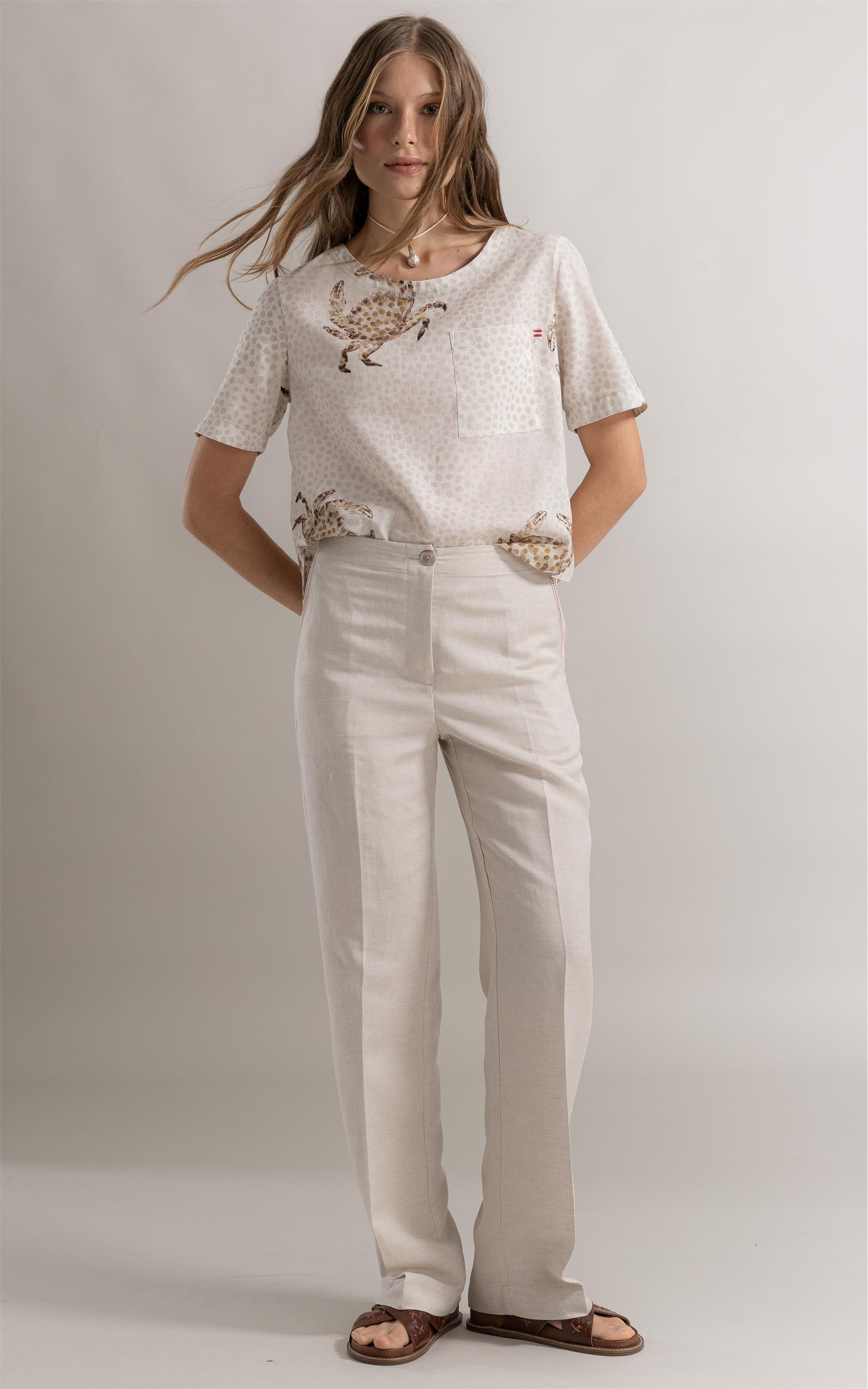Blusa Duna Crab Linho Natural