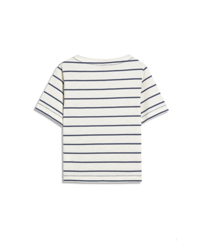 Blusa Ella Meia Malha Flame Listrada Azul Medio