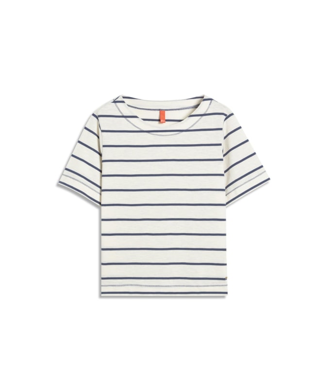 Blusa Ella Meia Malha Flame Listrada Azul Medio