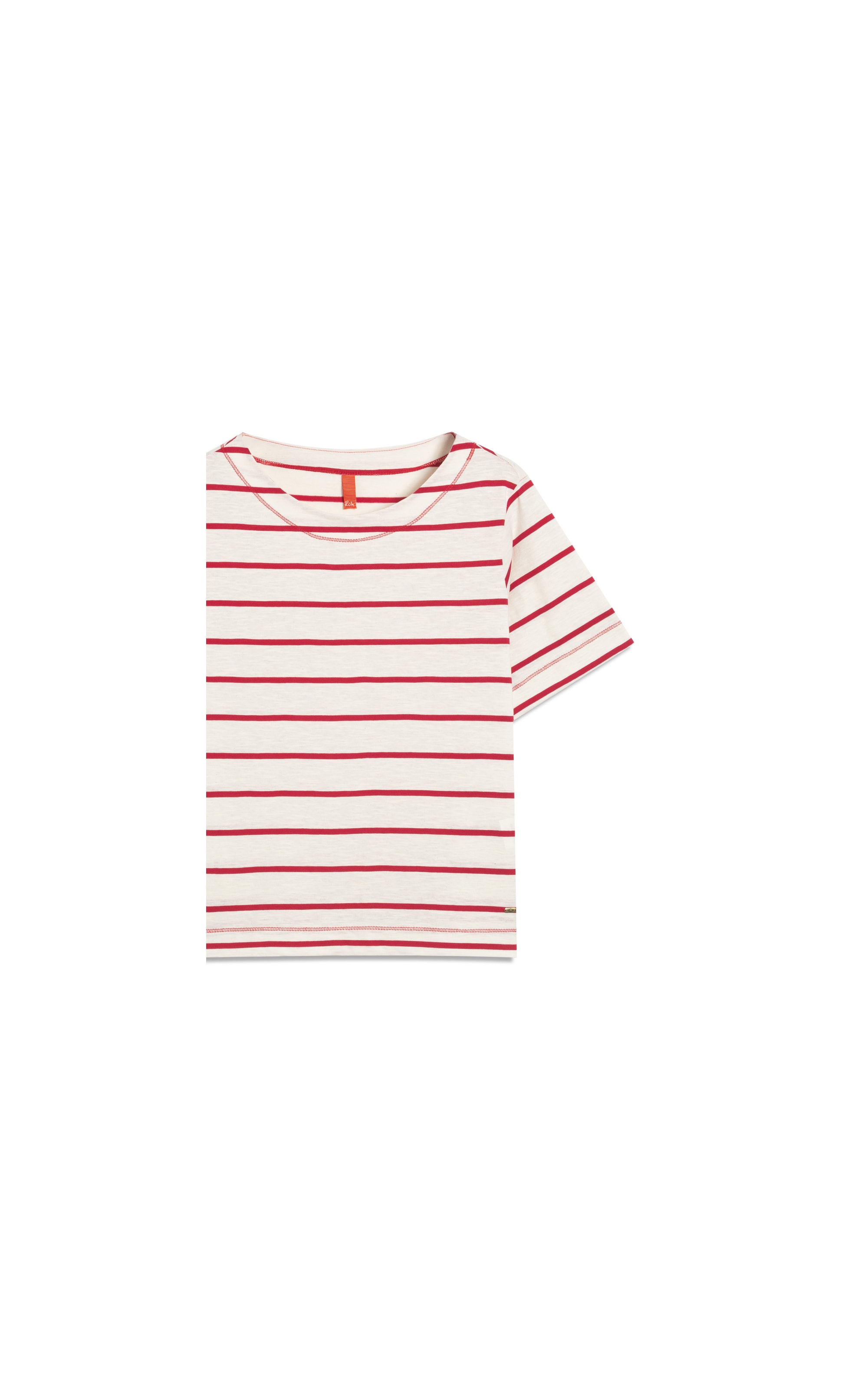 Blusa Ella Meia Malha Flame Listrada Vermelho