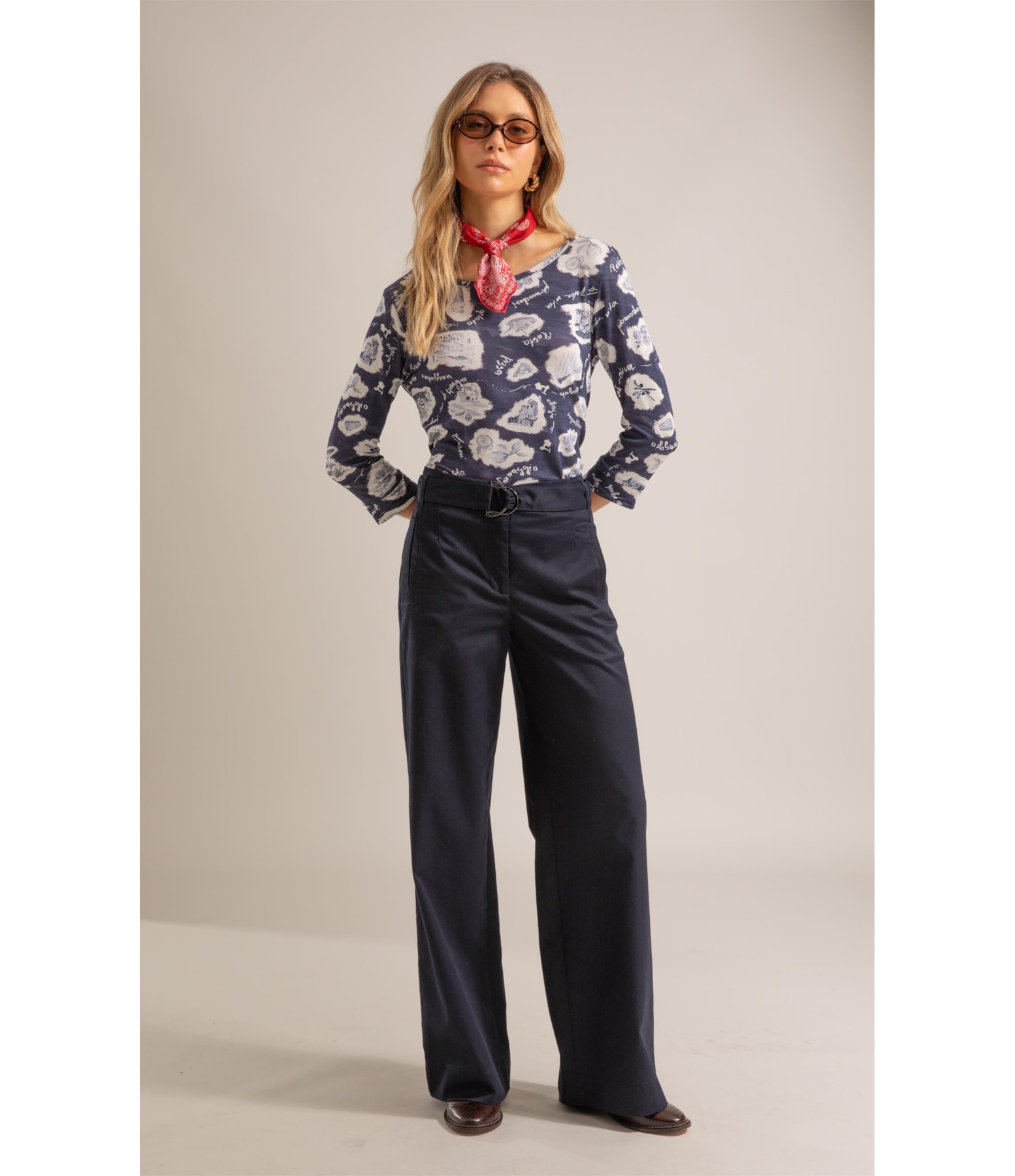 Blusa Ema Estampa Viaggio Lb Marinho