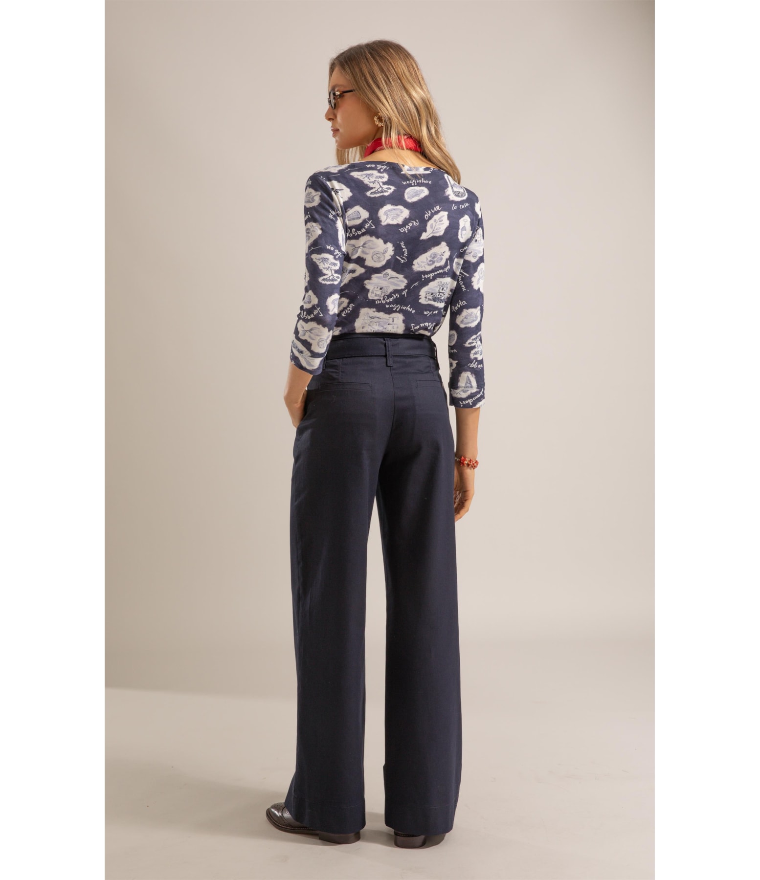 Blusa Ema Estampa Viaggio Lb Marinho