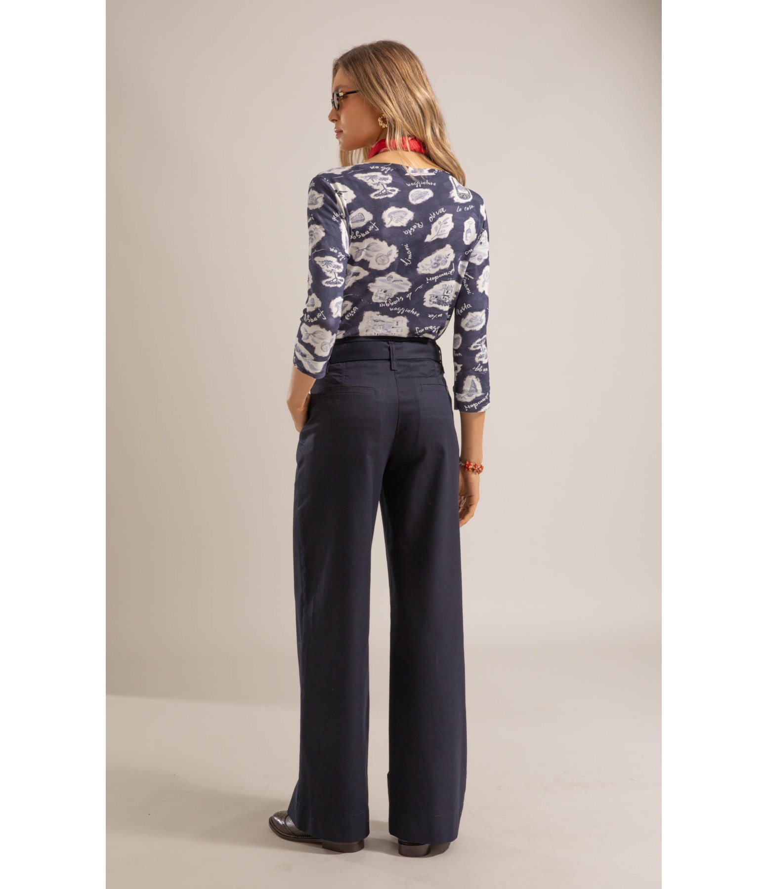 Blusa Ema Estampa Viaggio Lb Marinho