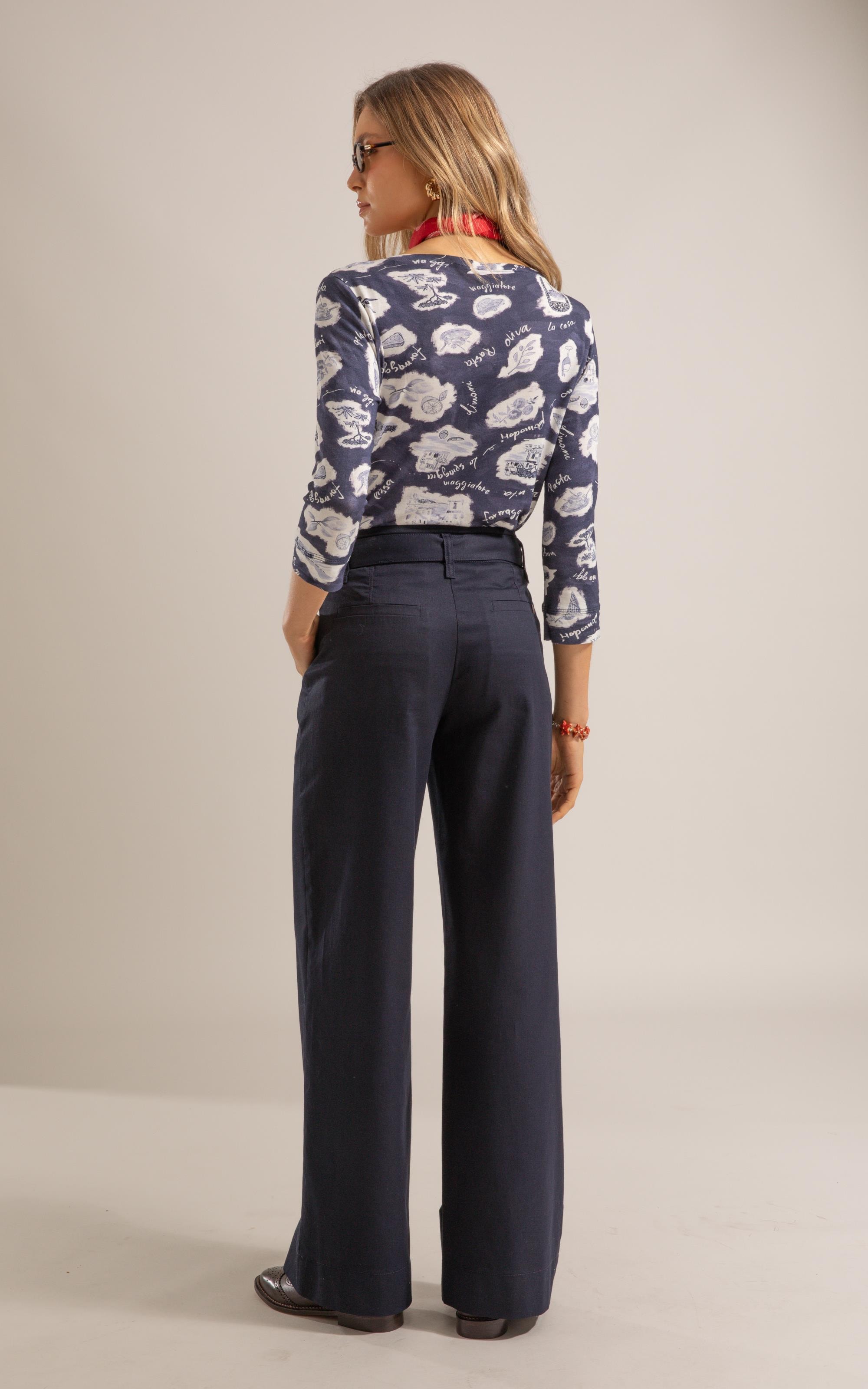 Blusa Ema Estampa Viaggio Lb Marinho