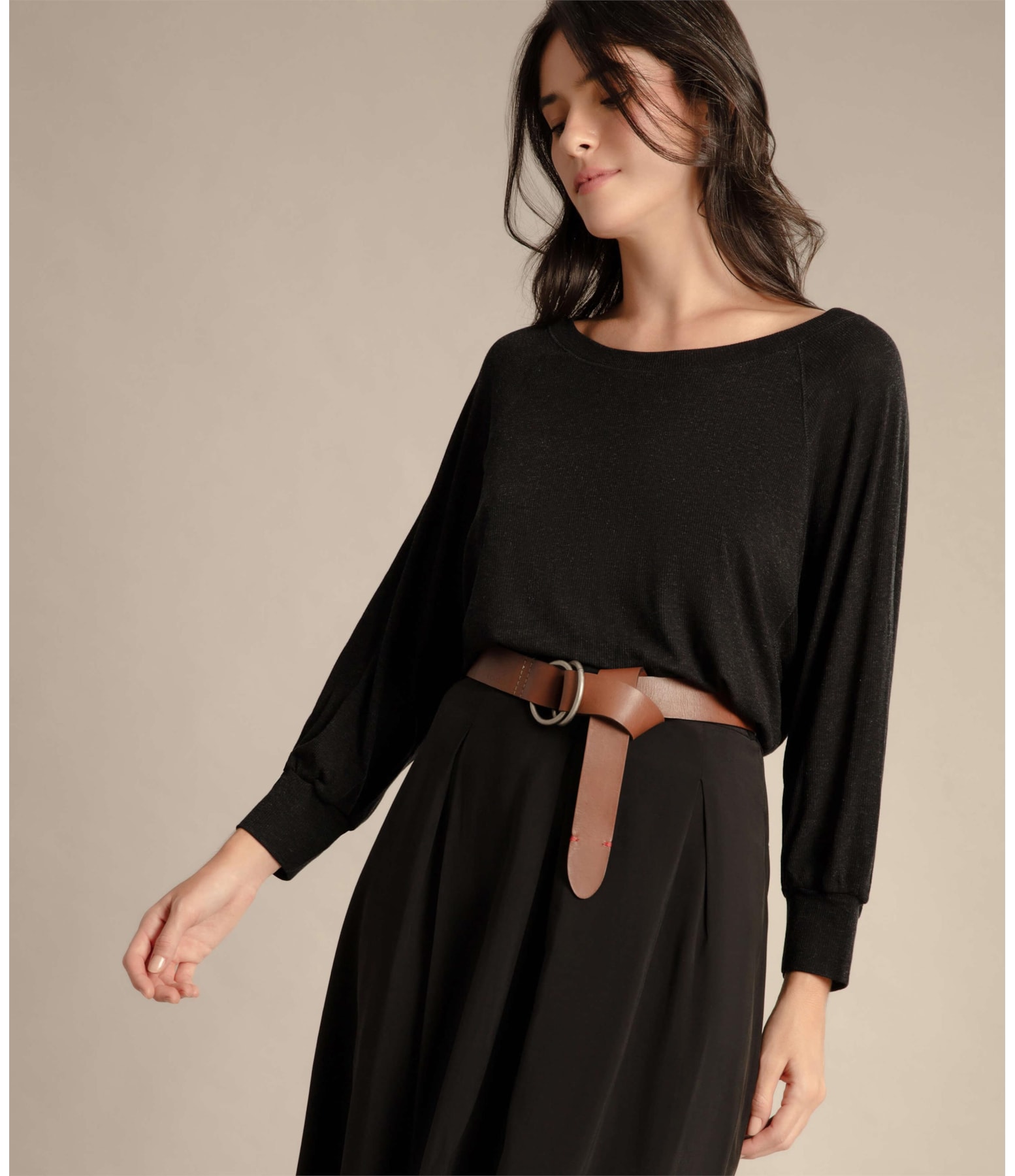 Blusa Emi Canelado Preto