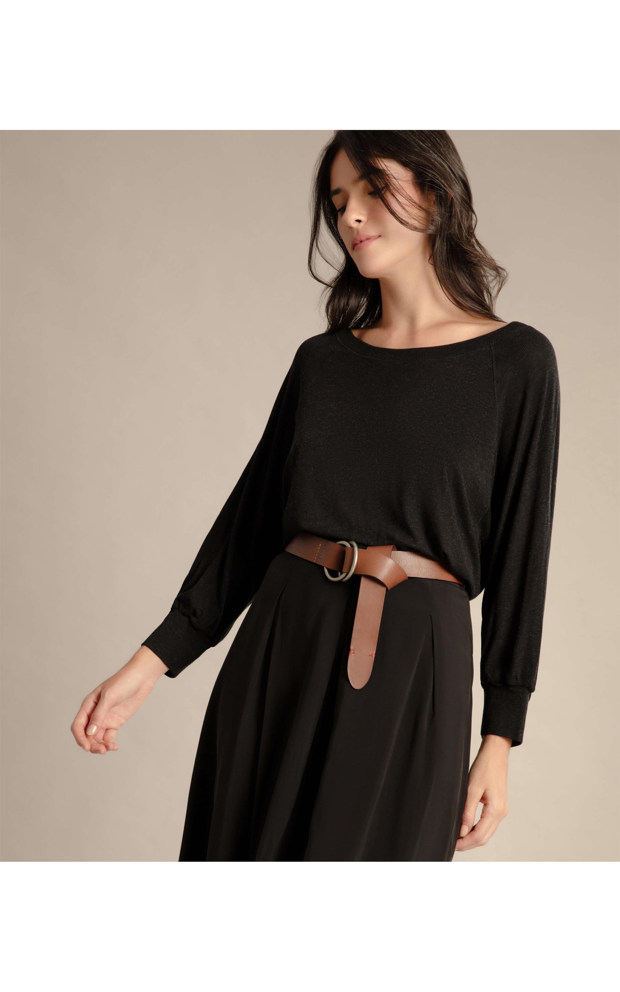 Blusa Emi Canelado Preto