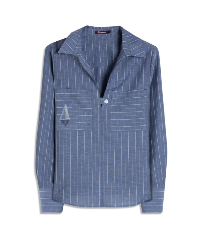 Blusa Fiore Linho Blend Peterson Purple Blue