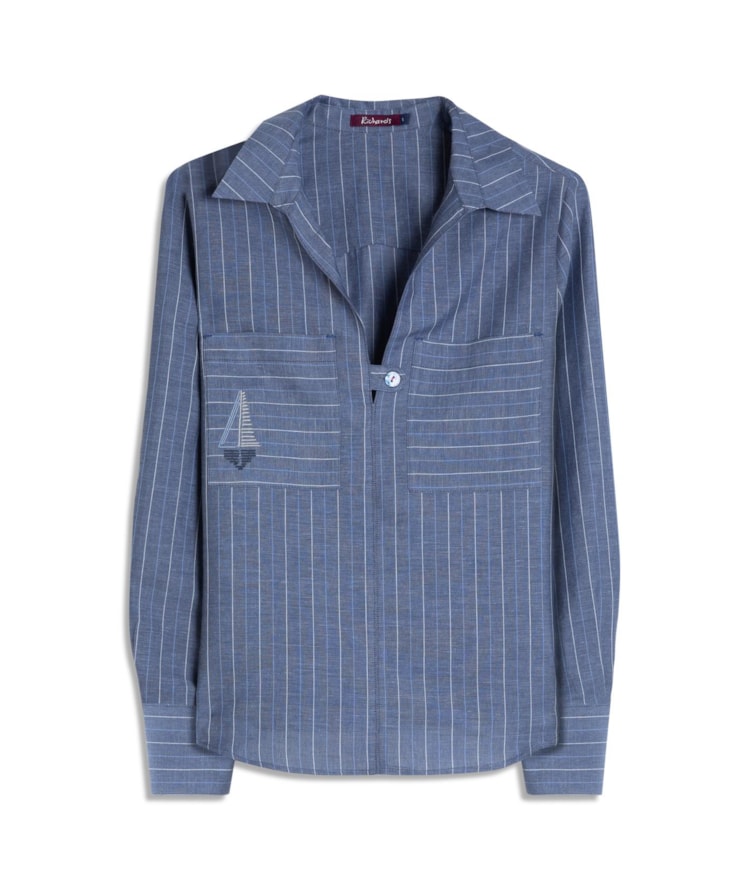 Blusa Fiore Linho Blend Peterson Purple Blue