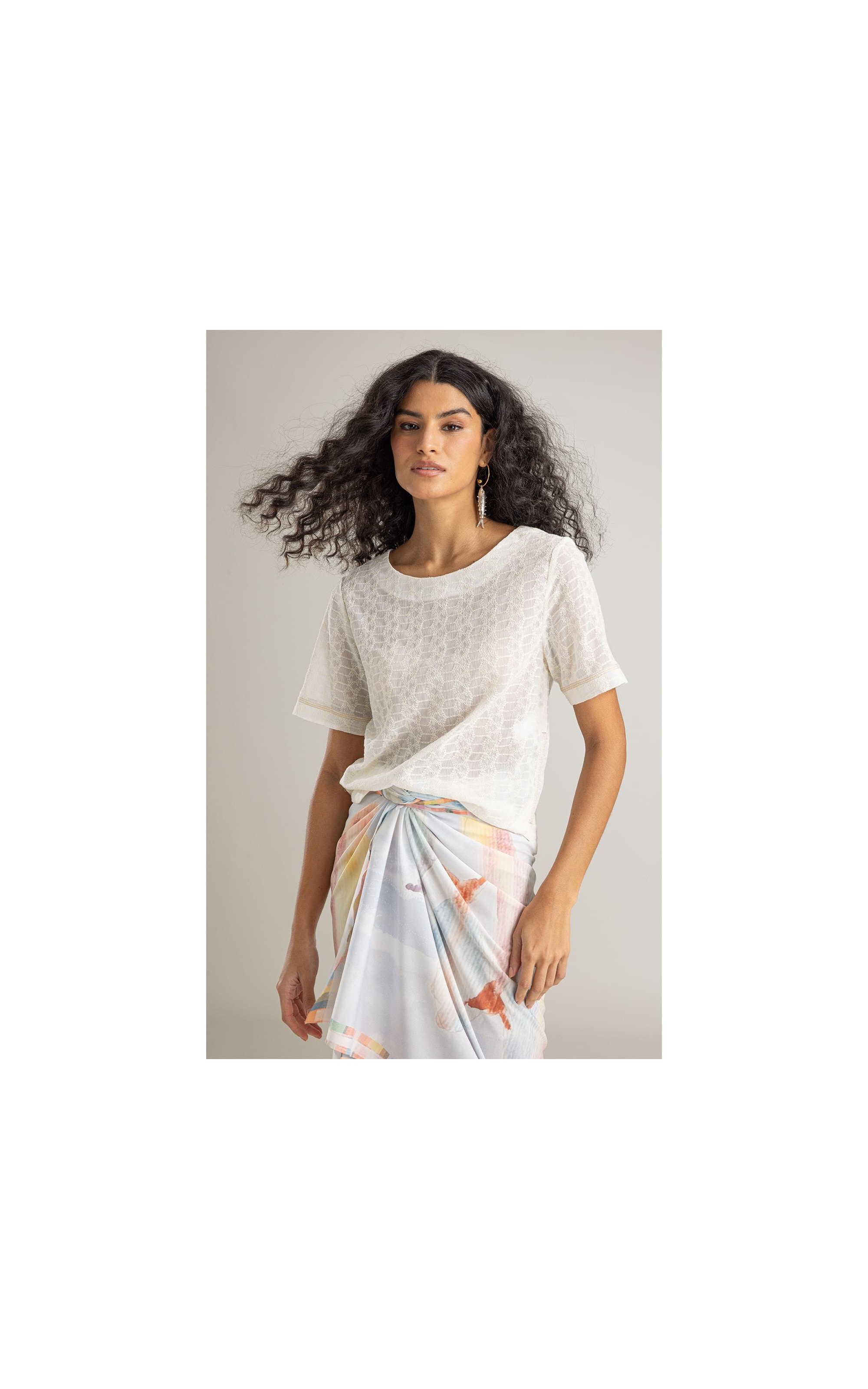 Blusa Gaia Bordado Izabella Off White
