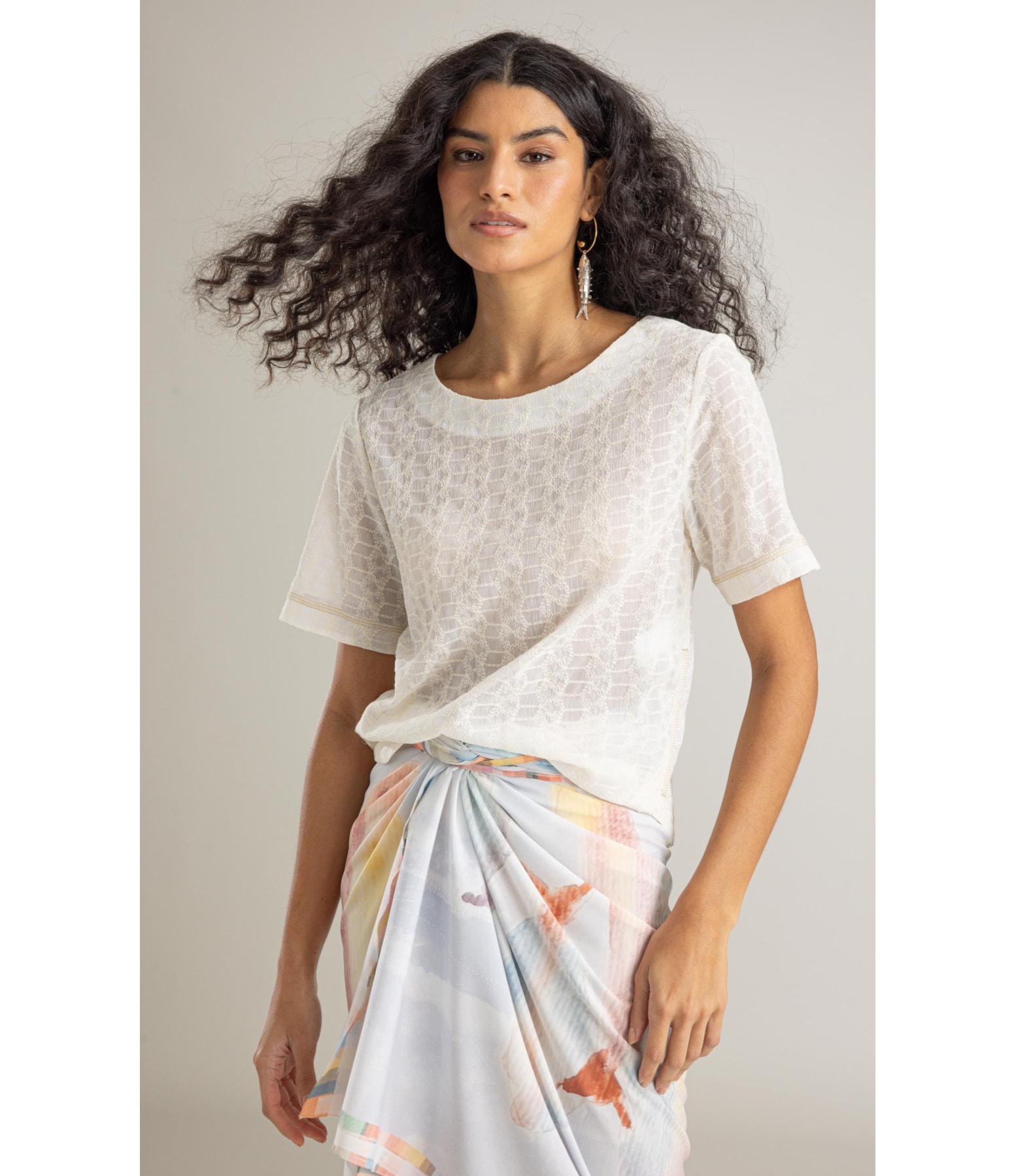 Blusa Gaia Bordado Izabella Off White