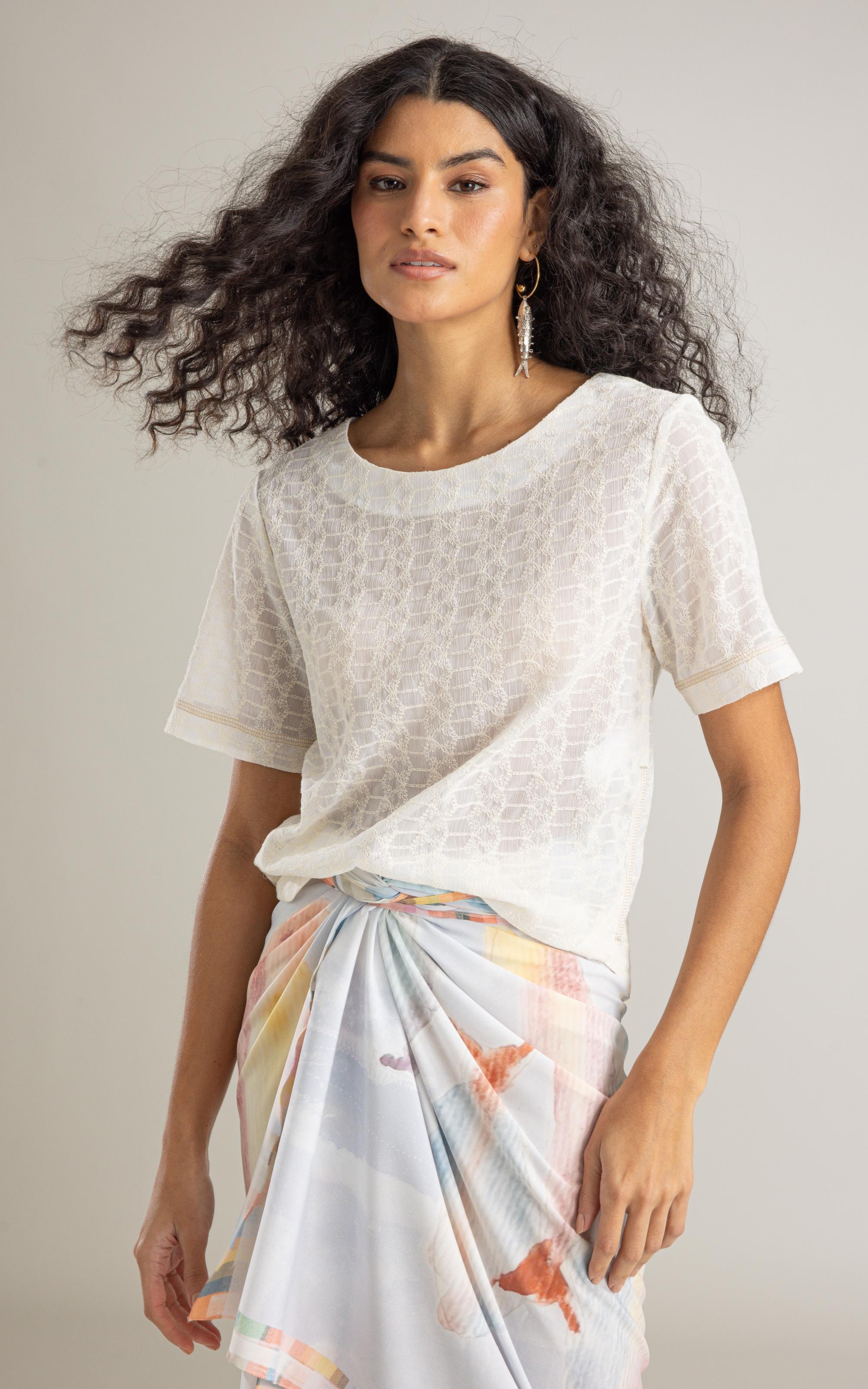 Blusa Gaia Bordado Izabella Off White