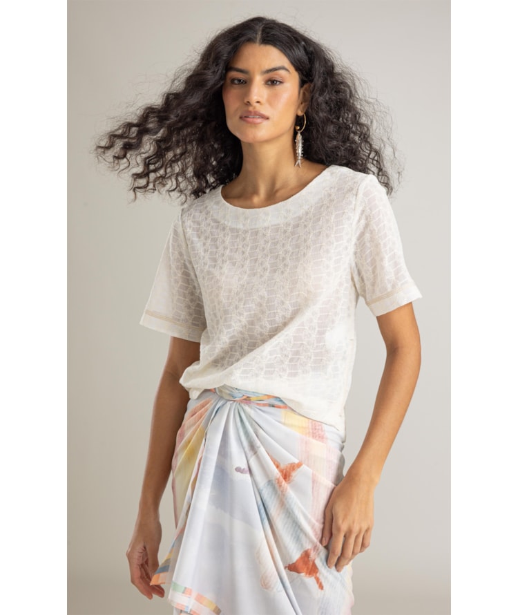 Blusa Gaia Bordado Izabella Off White