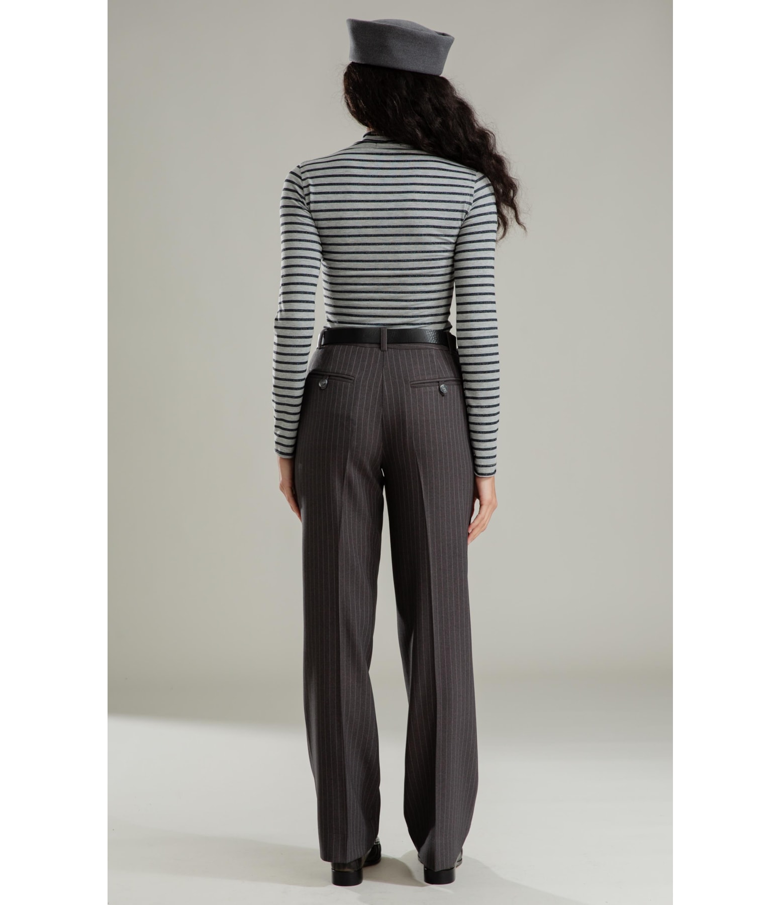 Blusa Gaia Luréx Listrado Cinza Mescla