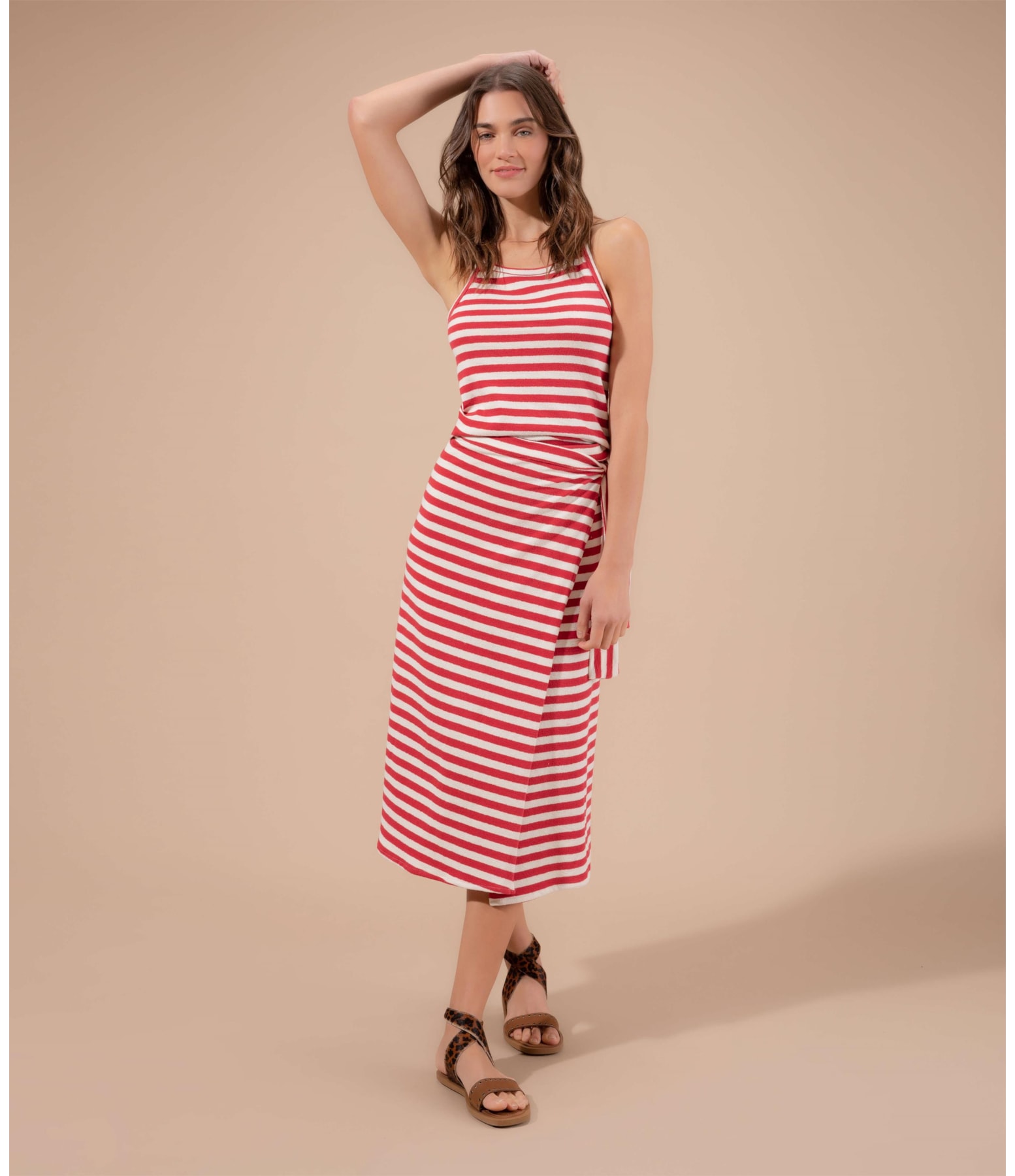 Blusa Gal Listrada Algodão Vermelho