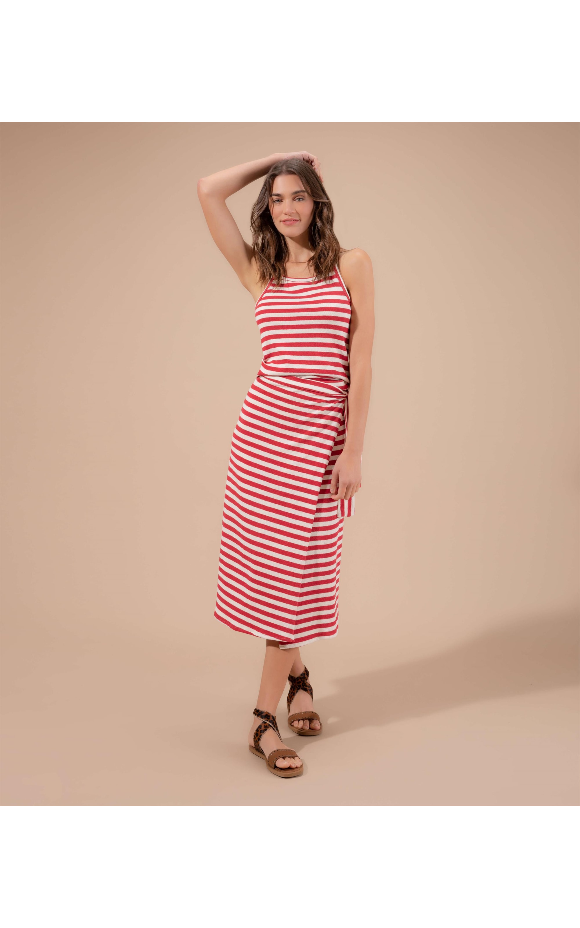 Blusa Gal Listrada Algodão Vermelho