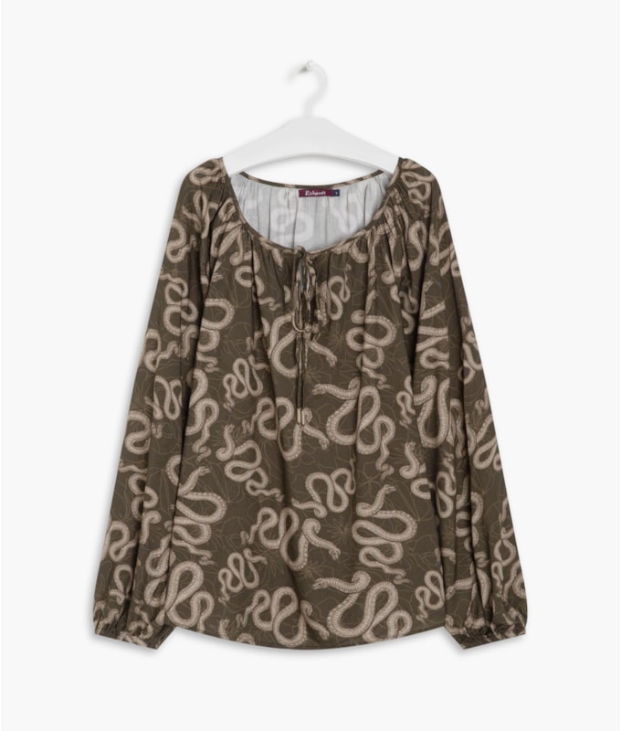 Blusa Georgia Cobra Viscose Verde Army