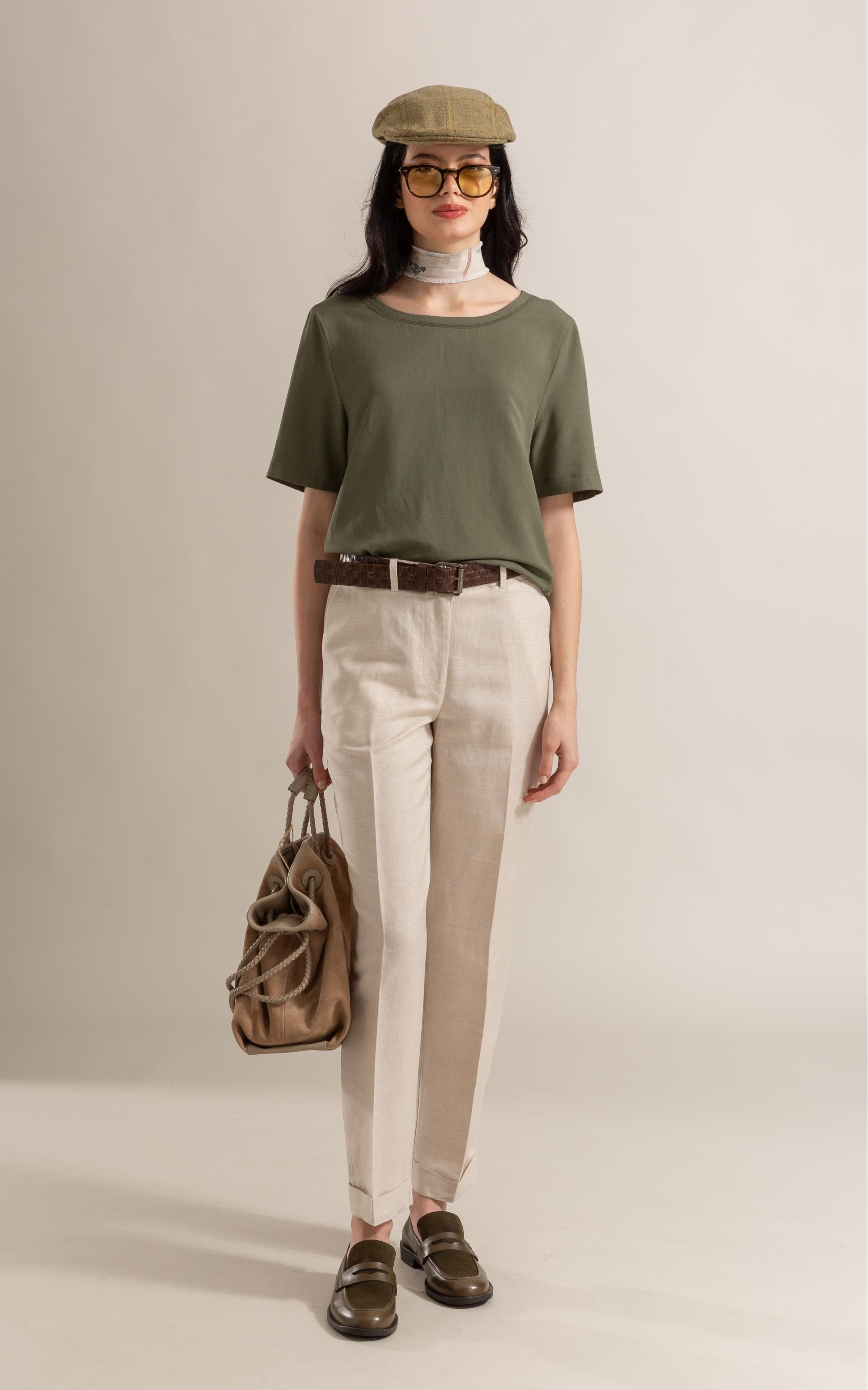 Blusa Giulia Linho Blend Verde Army