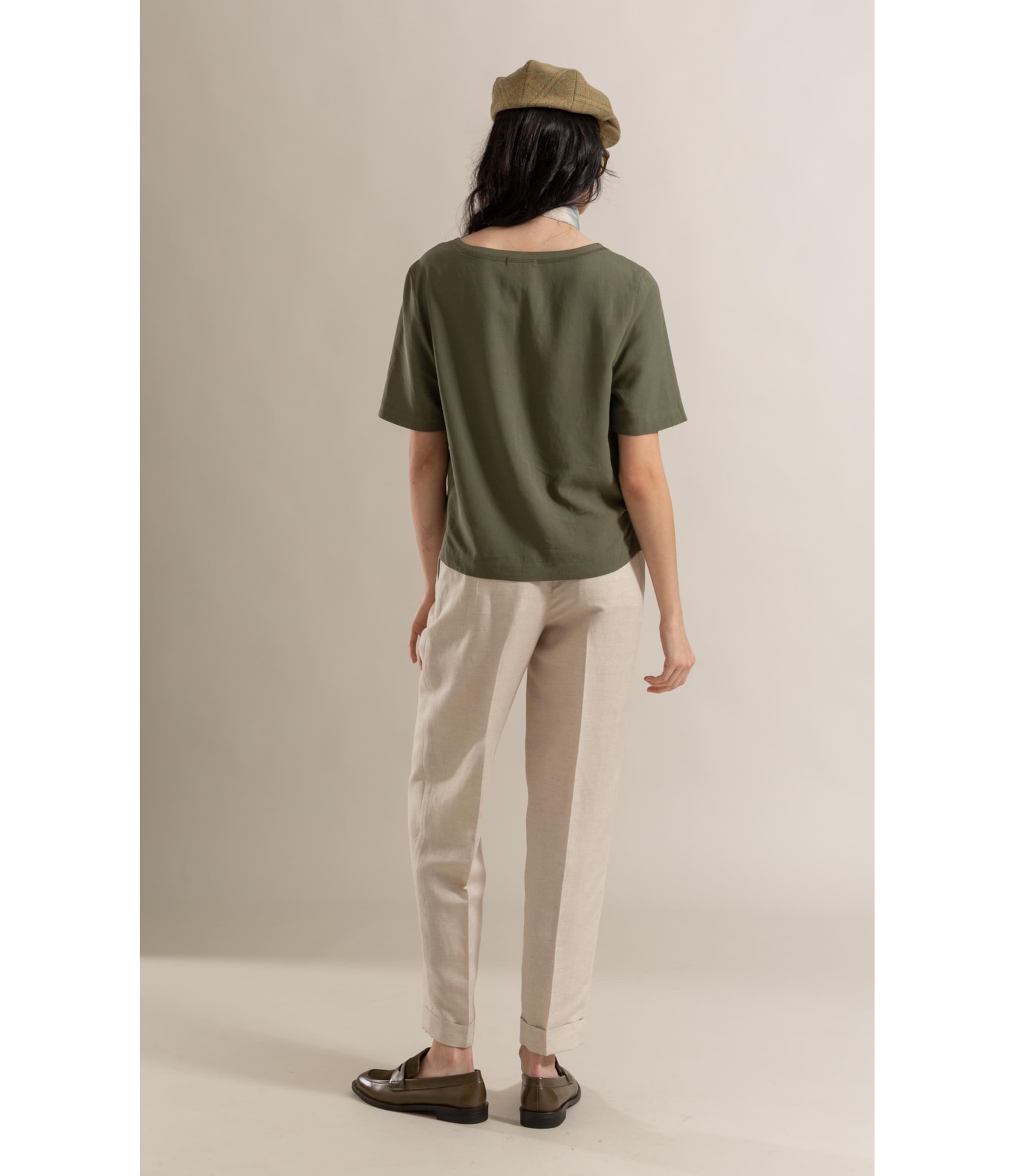 Blusa Giulia Linho Blend Verde Army