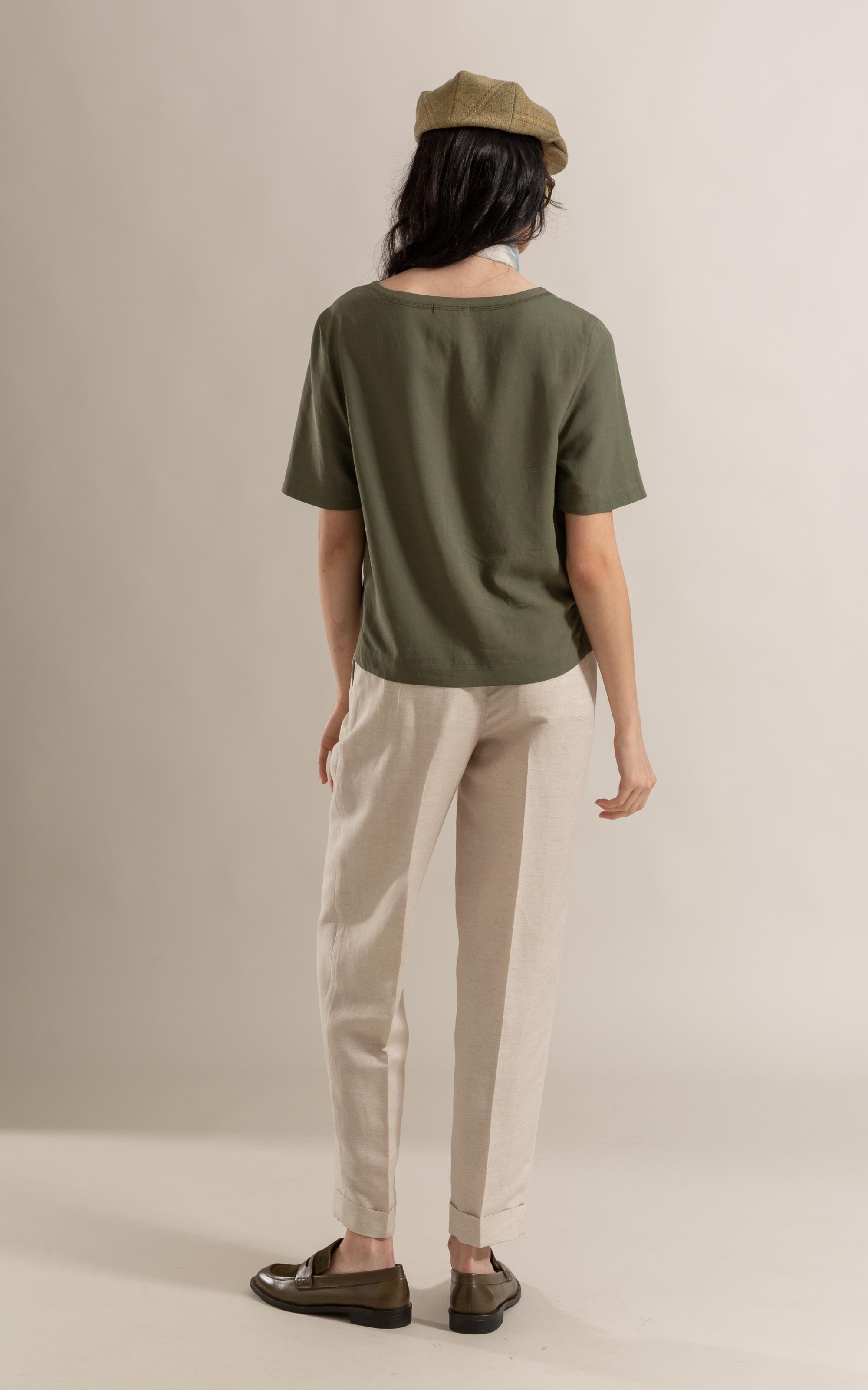 Blusa Giulia Linho Blend Verde Army