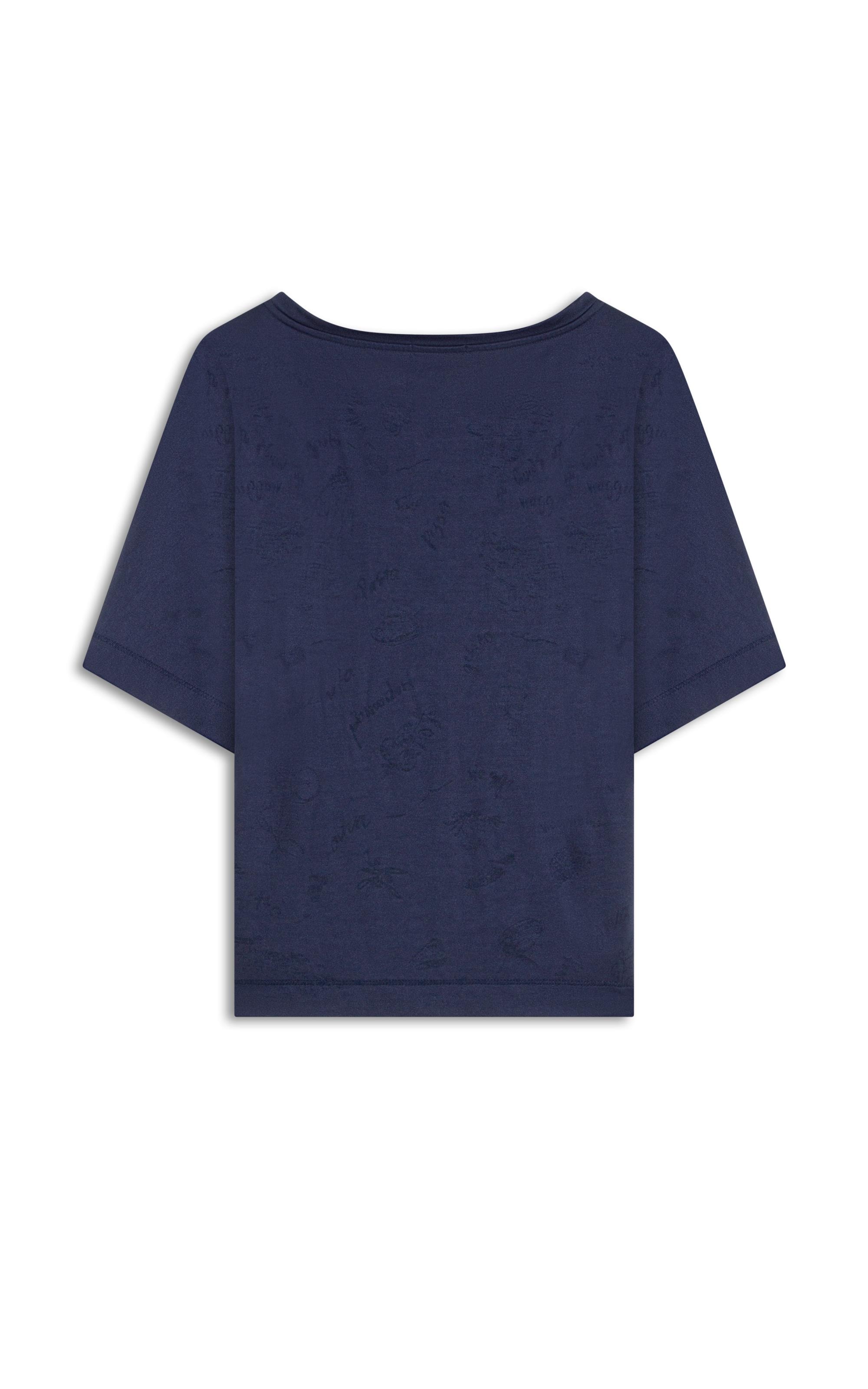 Blusa Hera Devore Viaggio Marinho