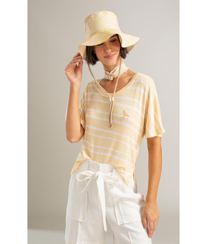 Blusa Hera Estampa Bluejay Amarelo
