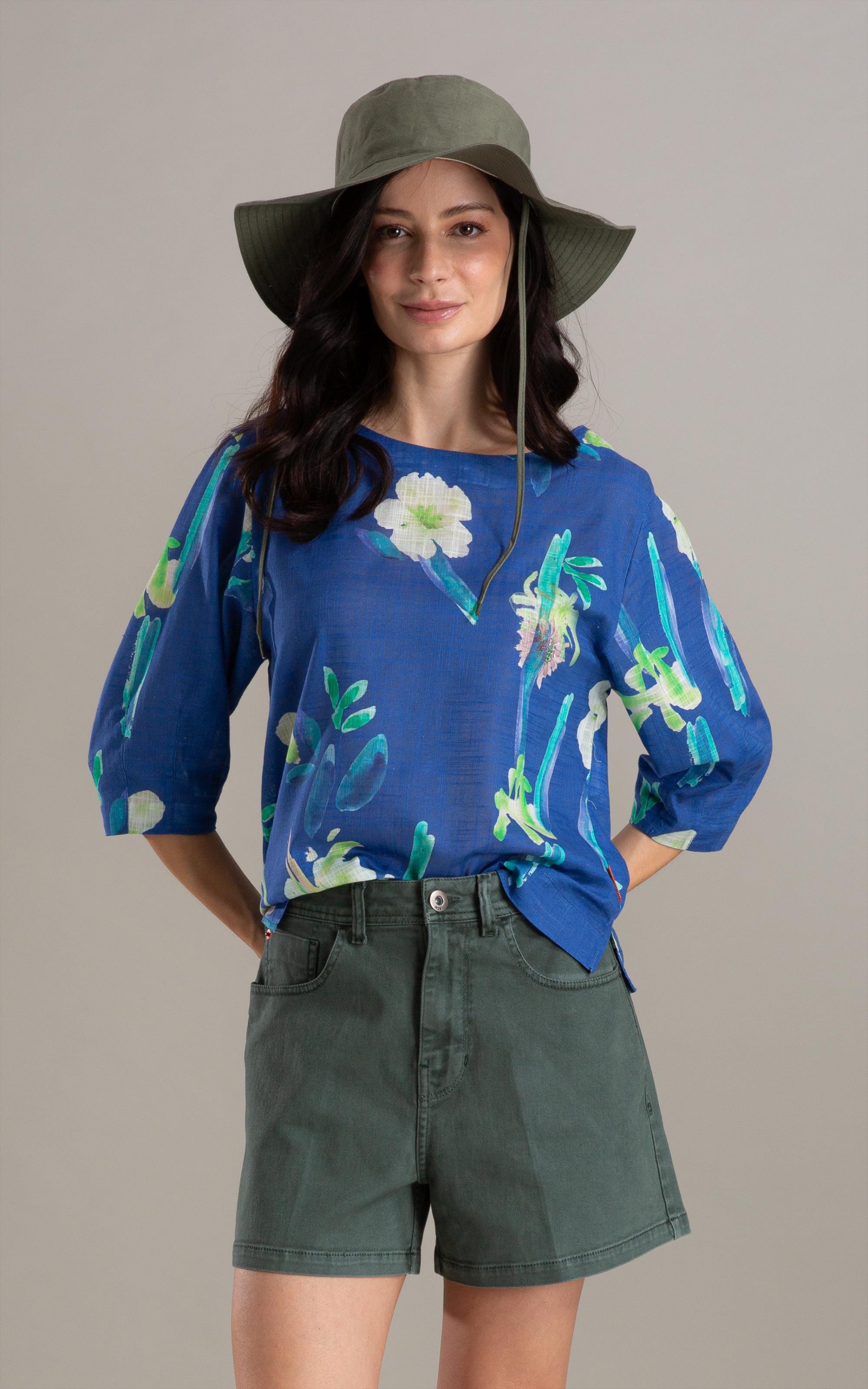 Blusa Isla Florish Algodao Azul Bic