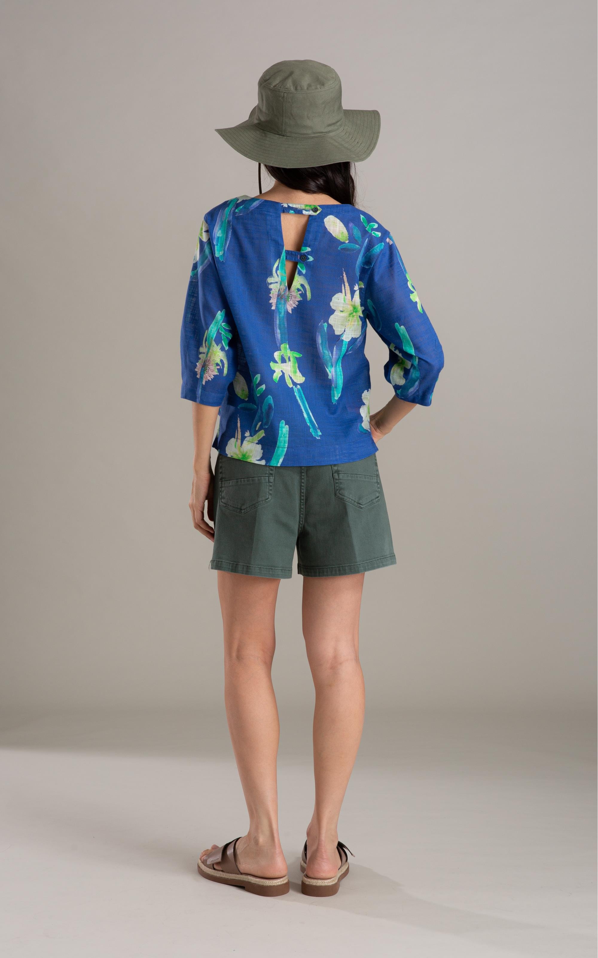 Blusa Isla Florish Algodao Azul Bic