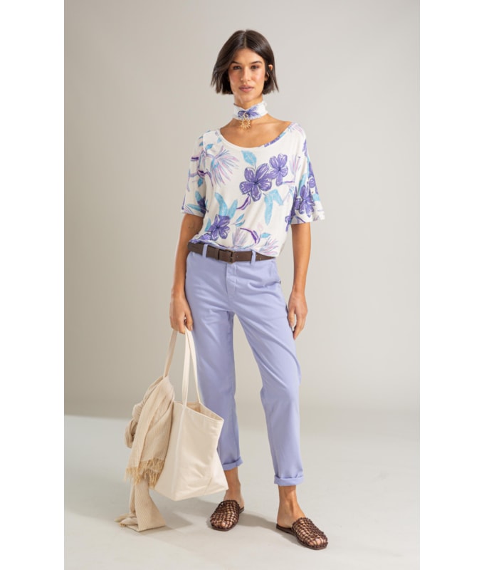 Blusa Julie Estampa Caete Lb Branco