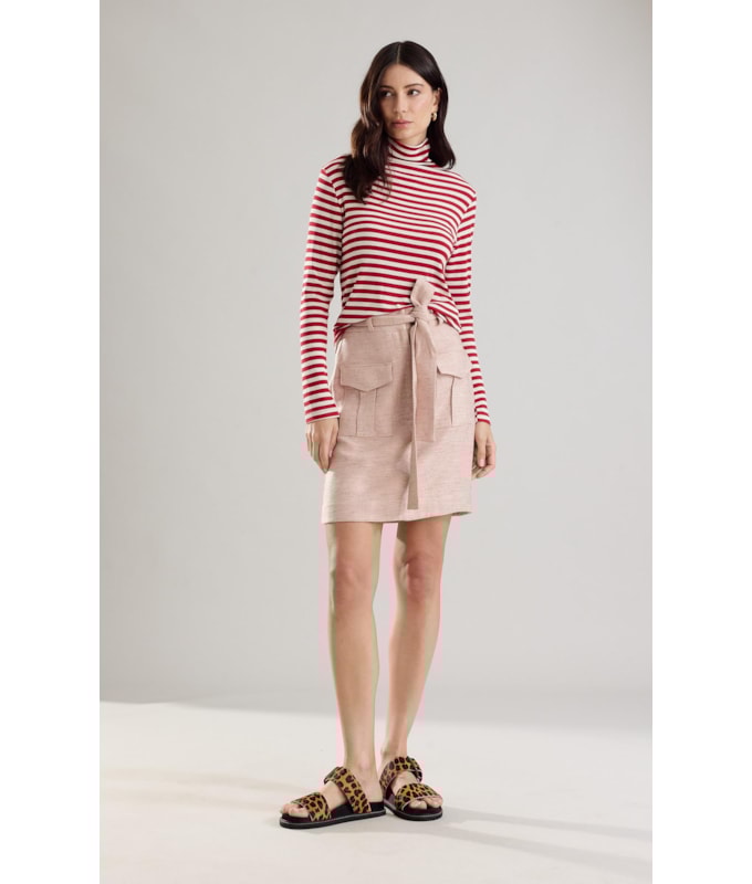 Blusa Julie Listrada Ml Vermelho