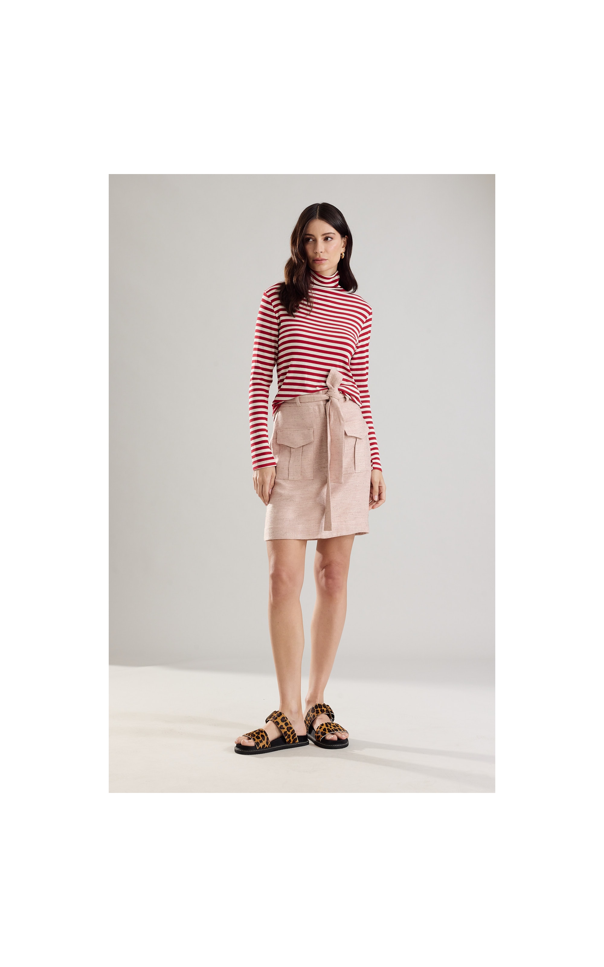 Blusa Julie Listrada Ml Vermelho