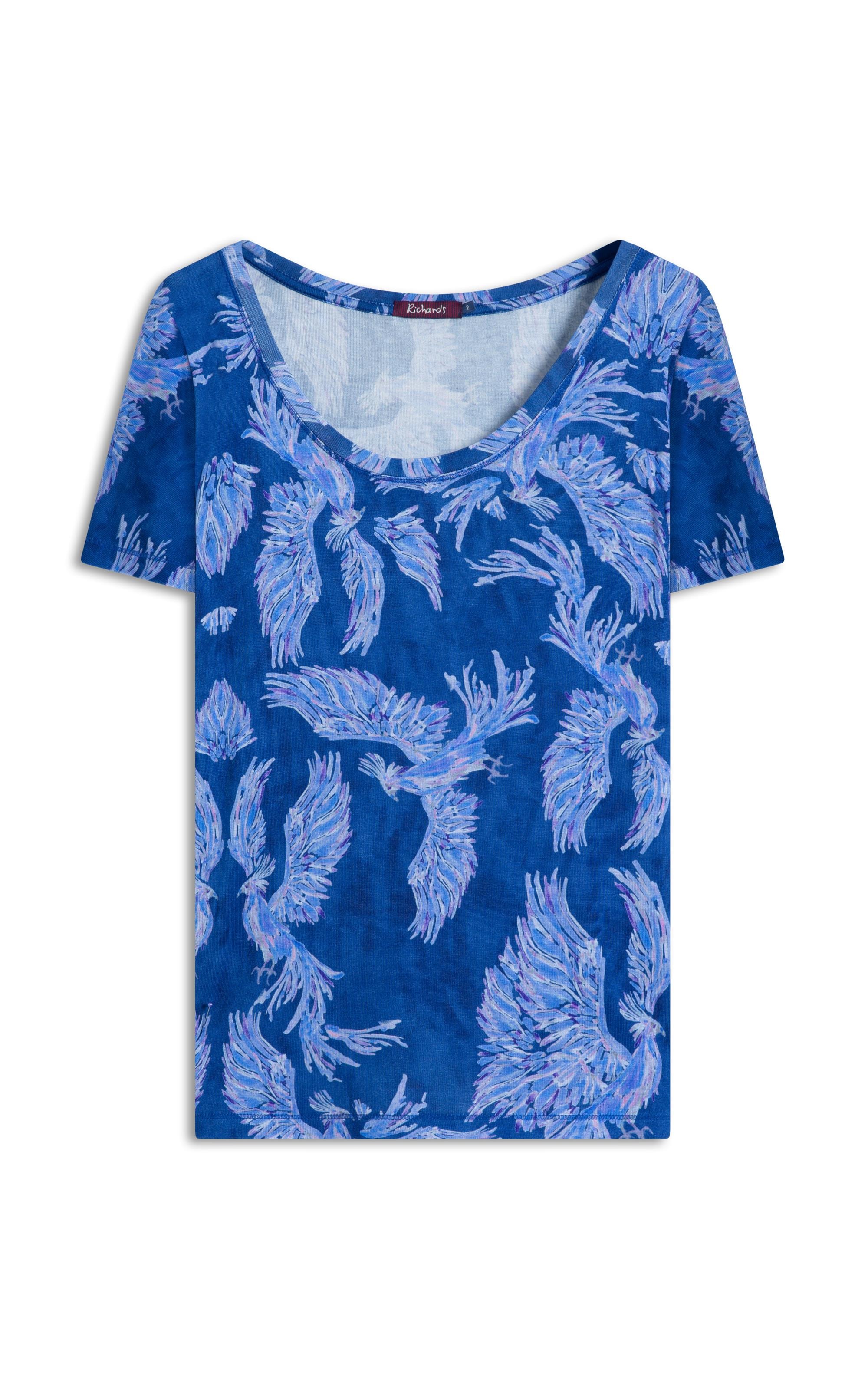 Blusa Juna Estampa Fenix Arabesco Mvs Azul Bic