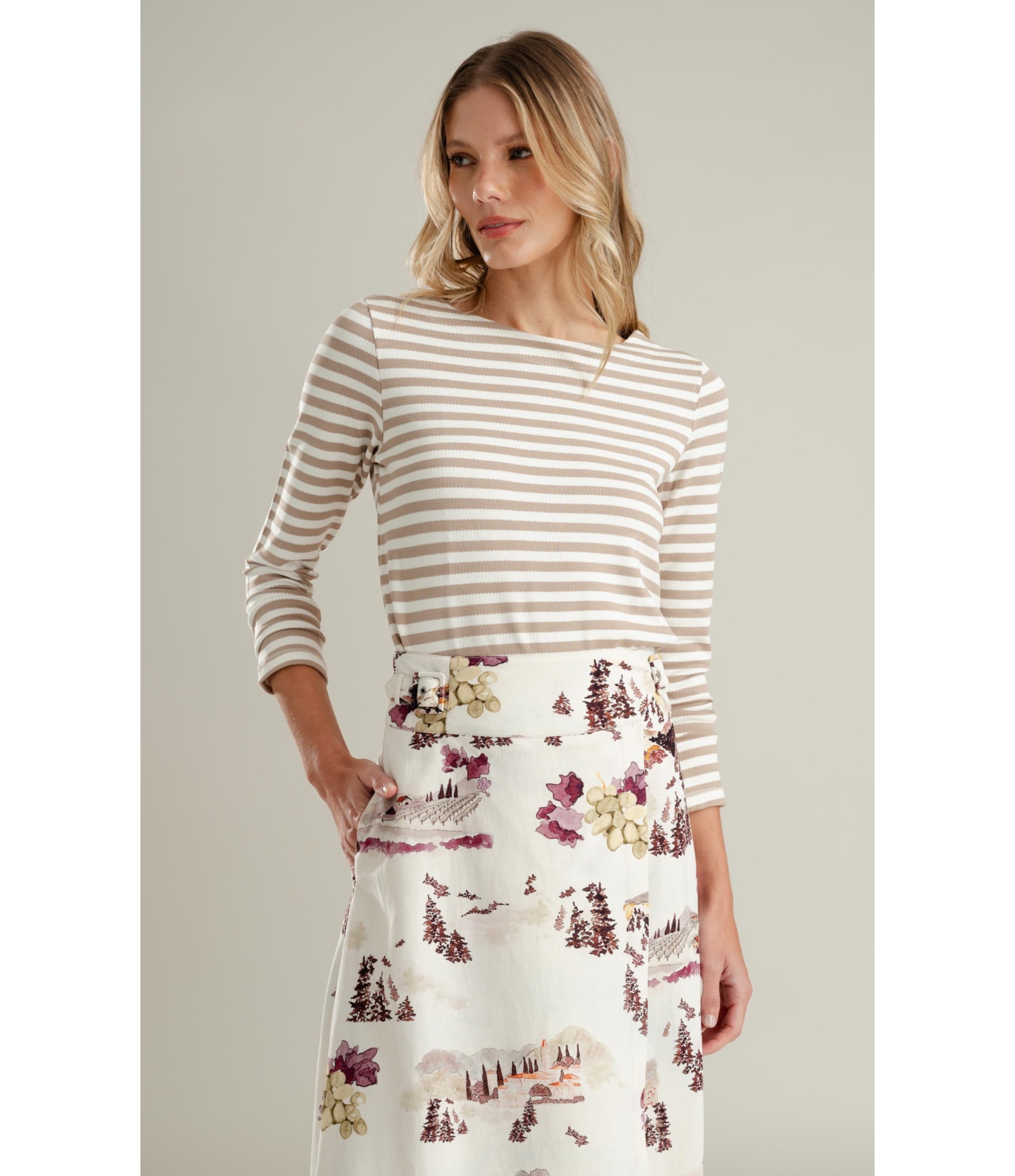 Blusa Kita Pisa Listrada Ml Caqui