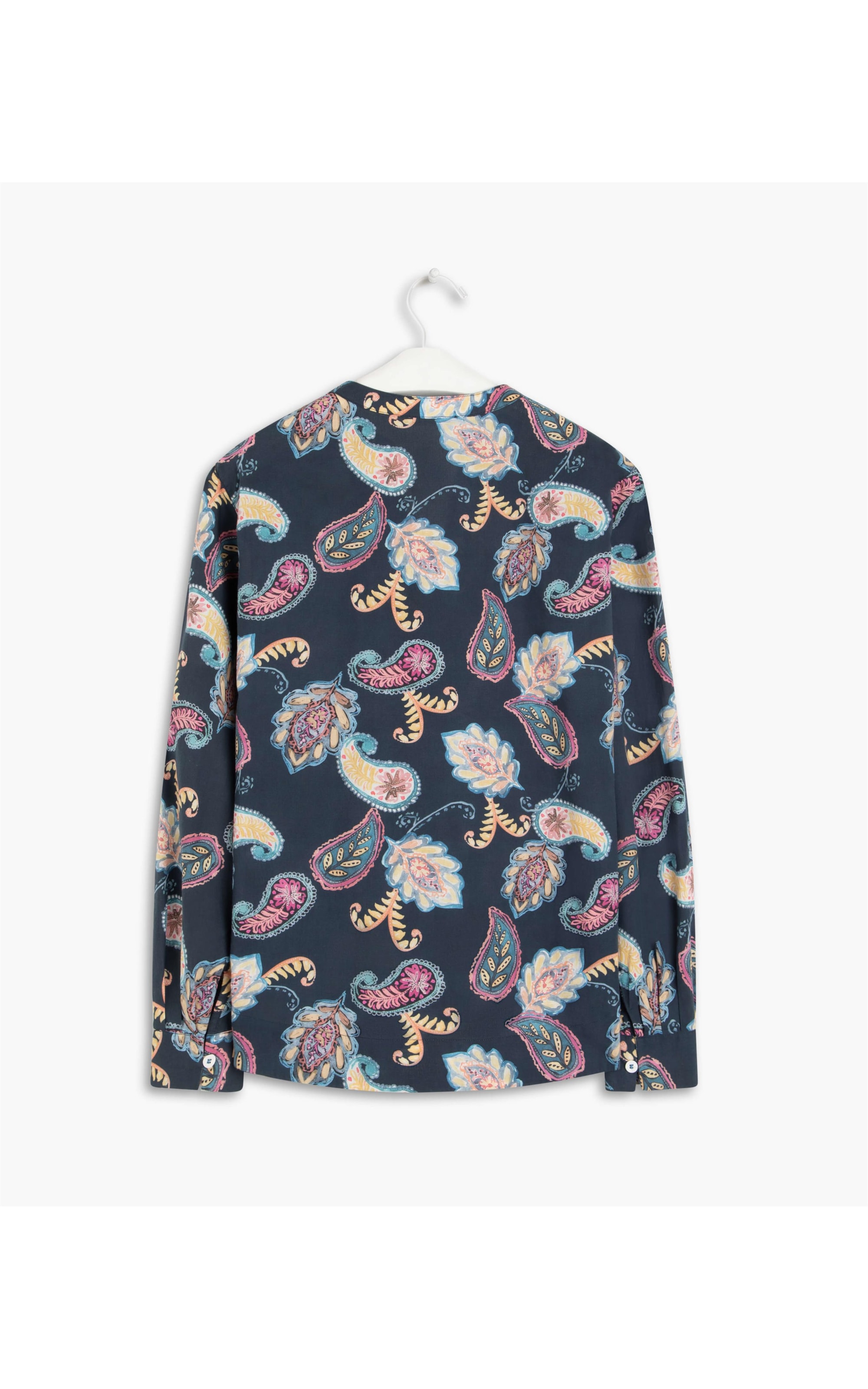 Blusa Laís Paisley Voil Algodão Dark Navy