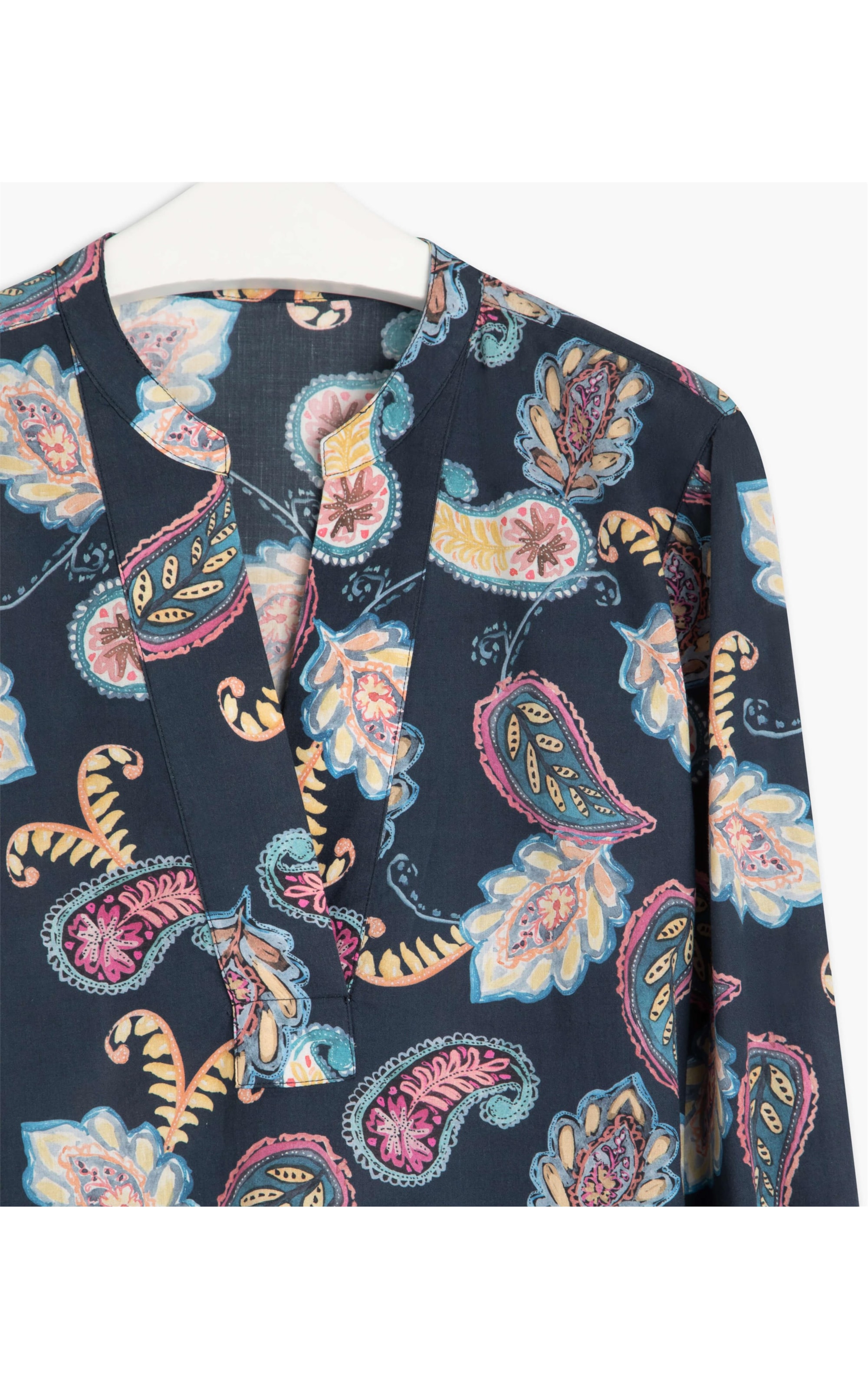 Blusa Laís Paisley Voil Algodão Dark Navy
