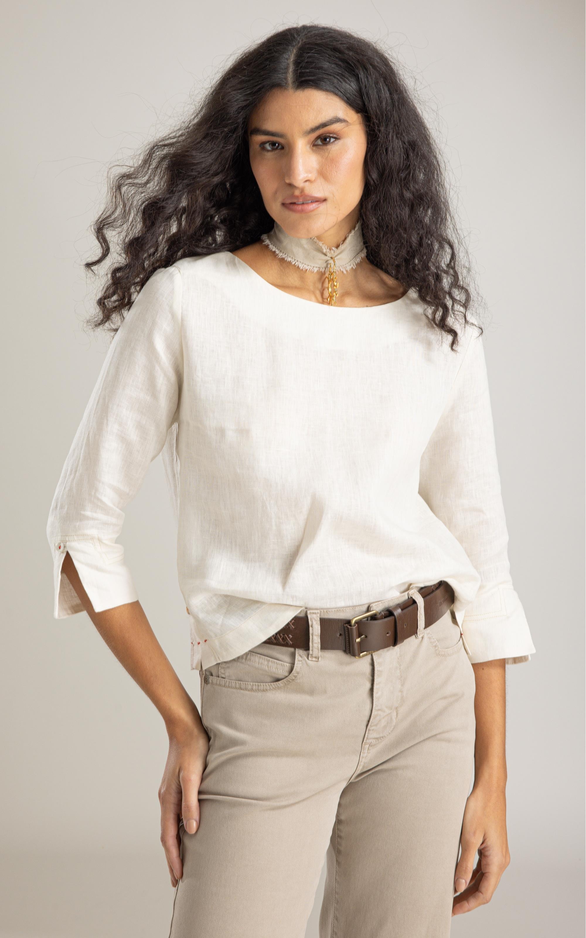 Blusa Lauren  Puro Linho Areia