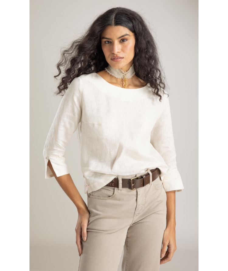 Blusa Lauren  Puro Linho Areia
