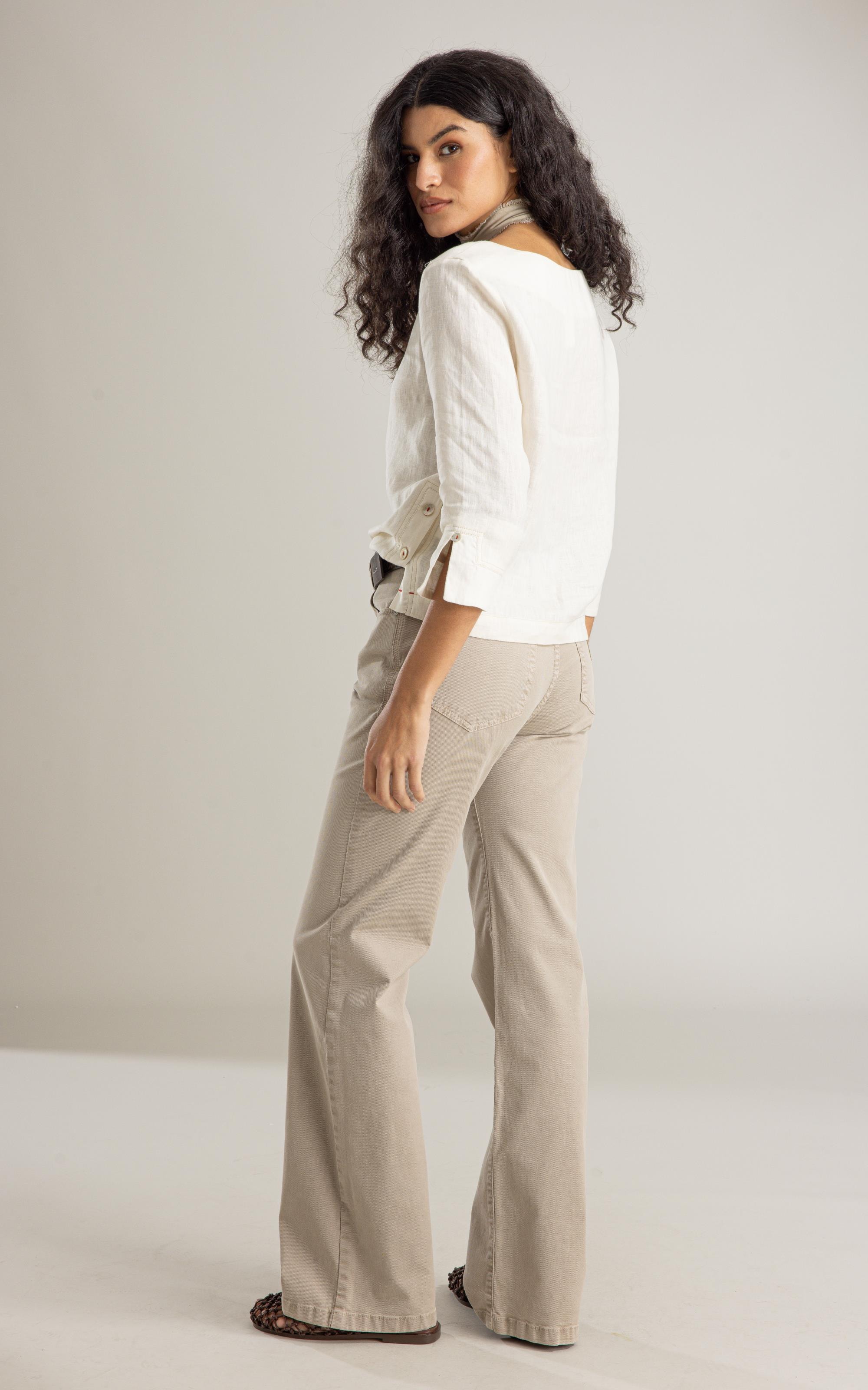 Blusa Lauren  Puro Linho Areia