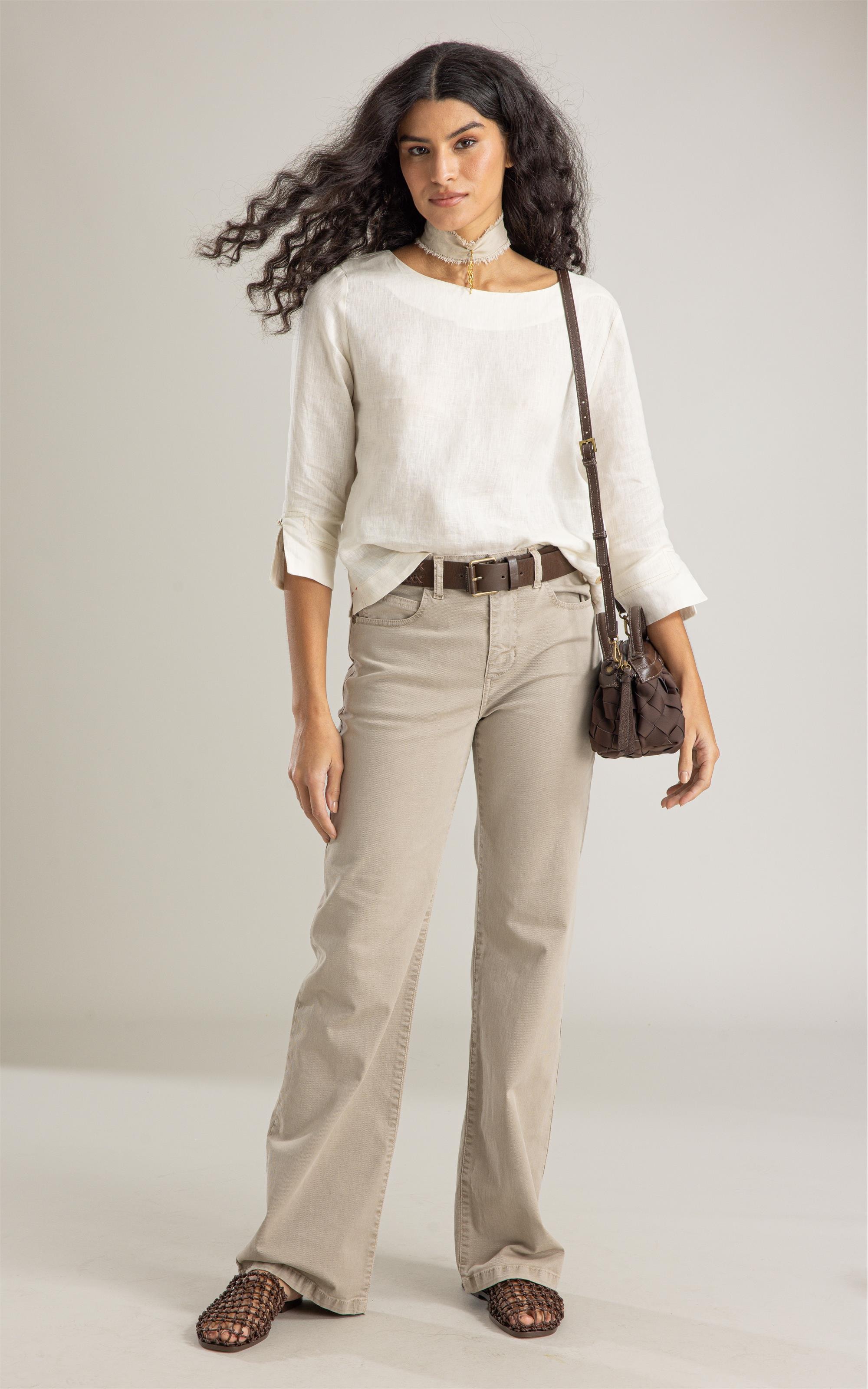 Blusa Lauren  Puro Linho Areia