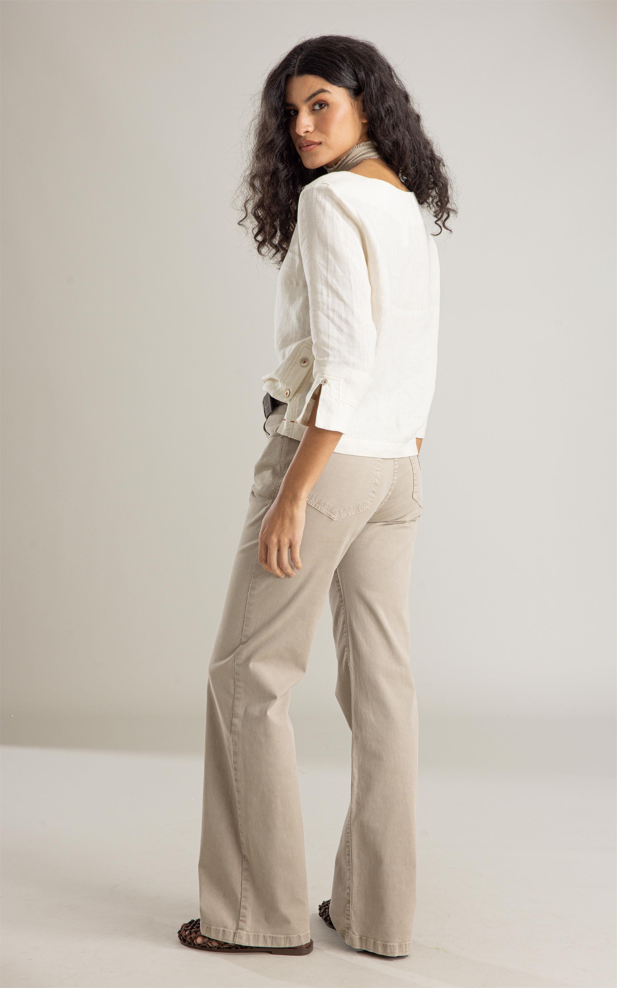 Blusa Lauren  Puro Linho Areia
