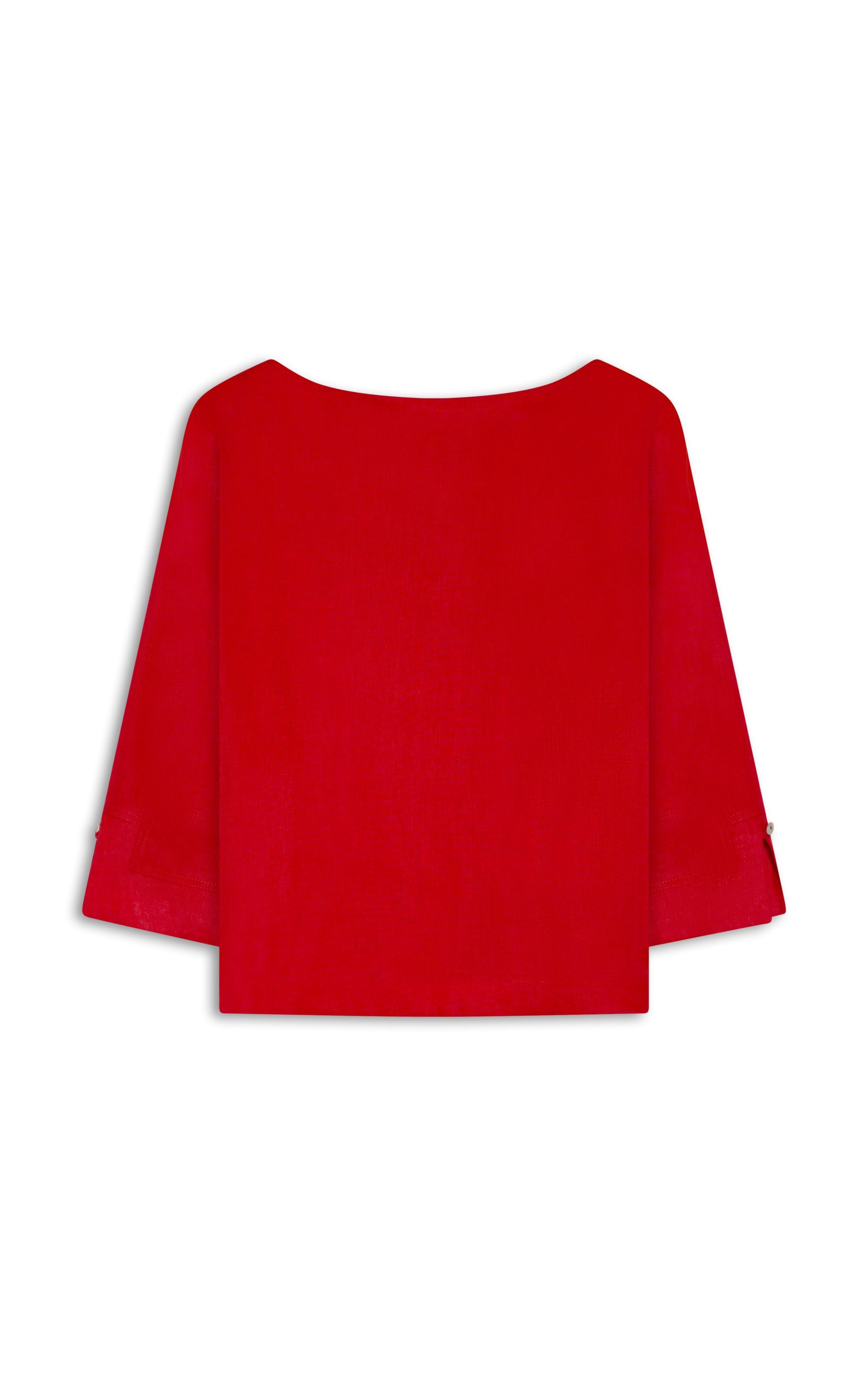 Blusa Lauren  Puro Linho Vermelho